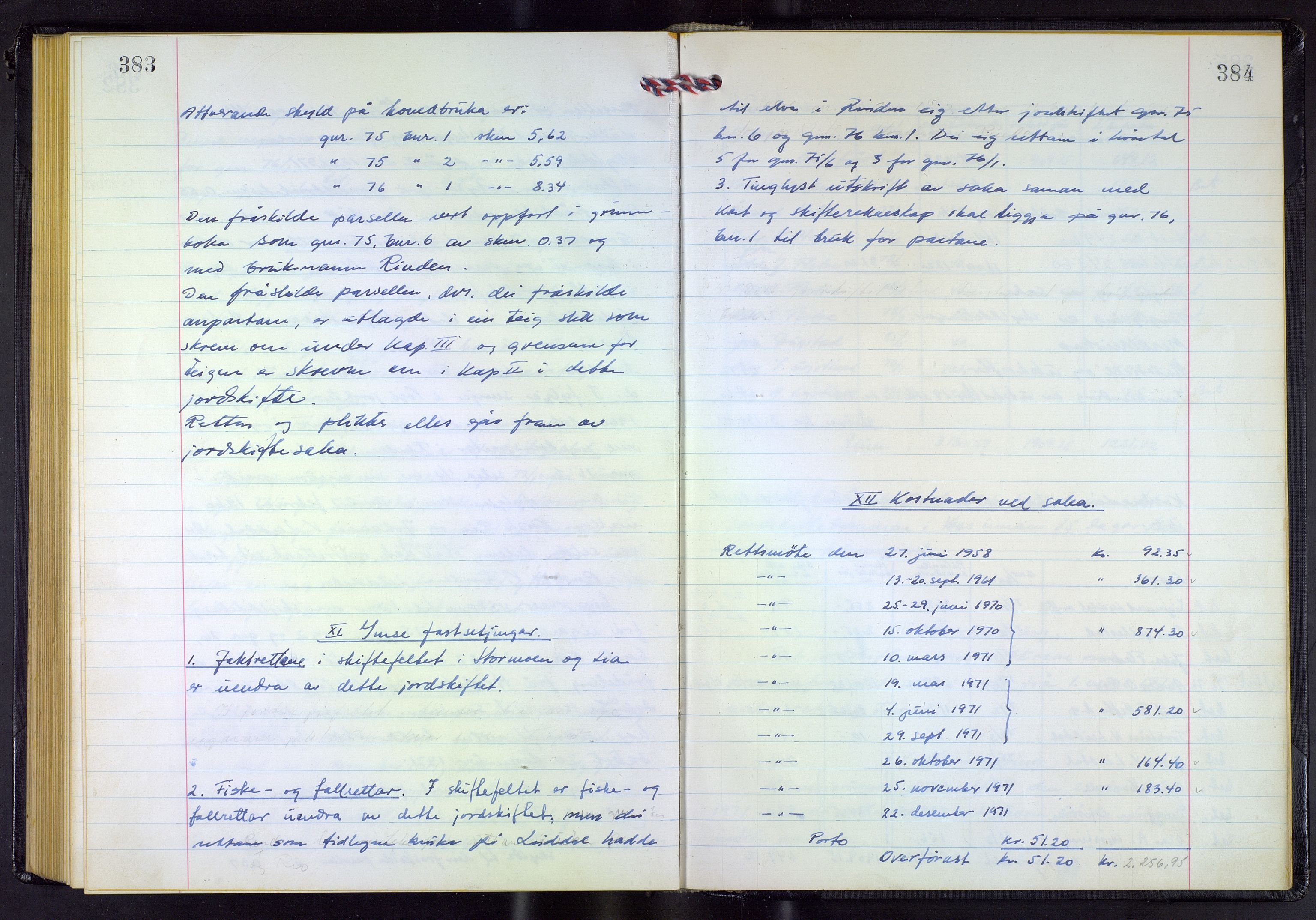 Hordaland jordskiftedøme - V Voss jordskiftedistrikt, AV/SAB-A-7201/A/Aa/L0044: Forhandlingsprotokoll, 1968-1971, s. 383-384
