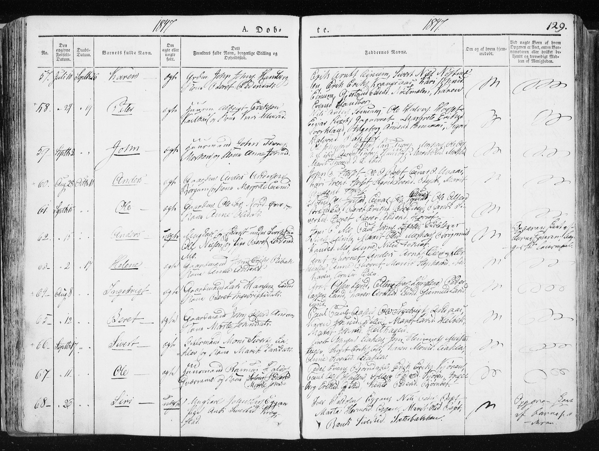 Ministerialprotokoller, klokkerbøker og fødselsregistre - Sør-Trøndelag, SAT/A-1456/665/L0771: Ministerialbok nr. 665A06, 1830-1856, s. 129