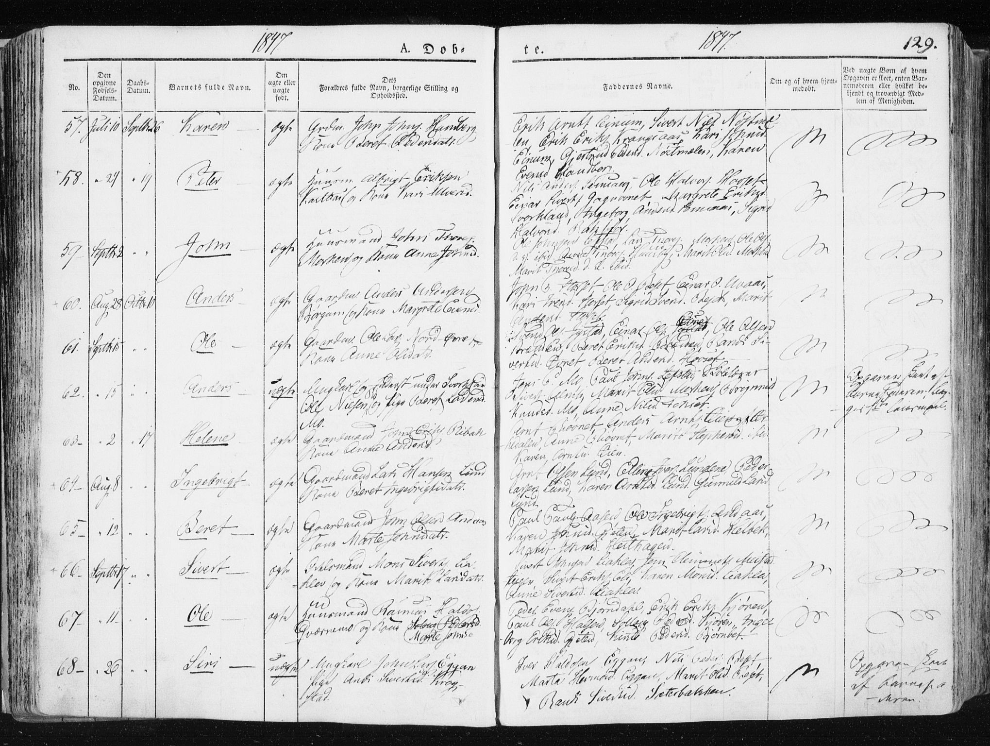 Ministerialprotokoller, klokkerbøker og fødselsregistre - Sør-Trøndelag, AV/SAT-A-1456/665/L0771: Ministerialbok nr. 665A06, 1830-1856, s. 129