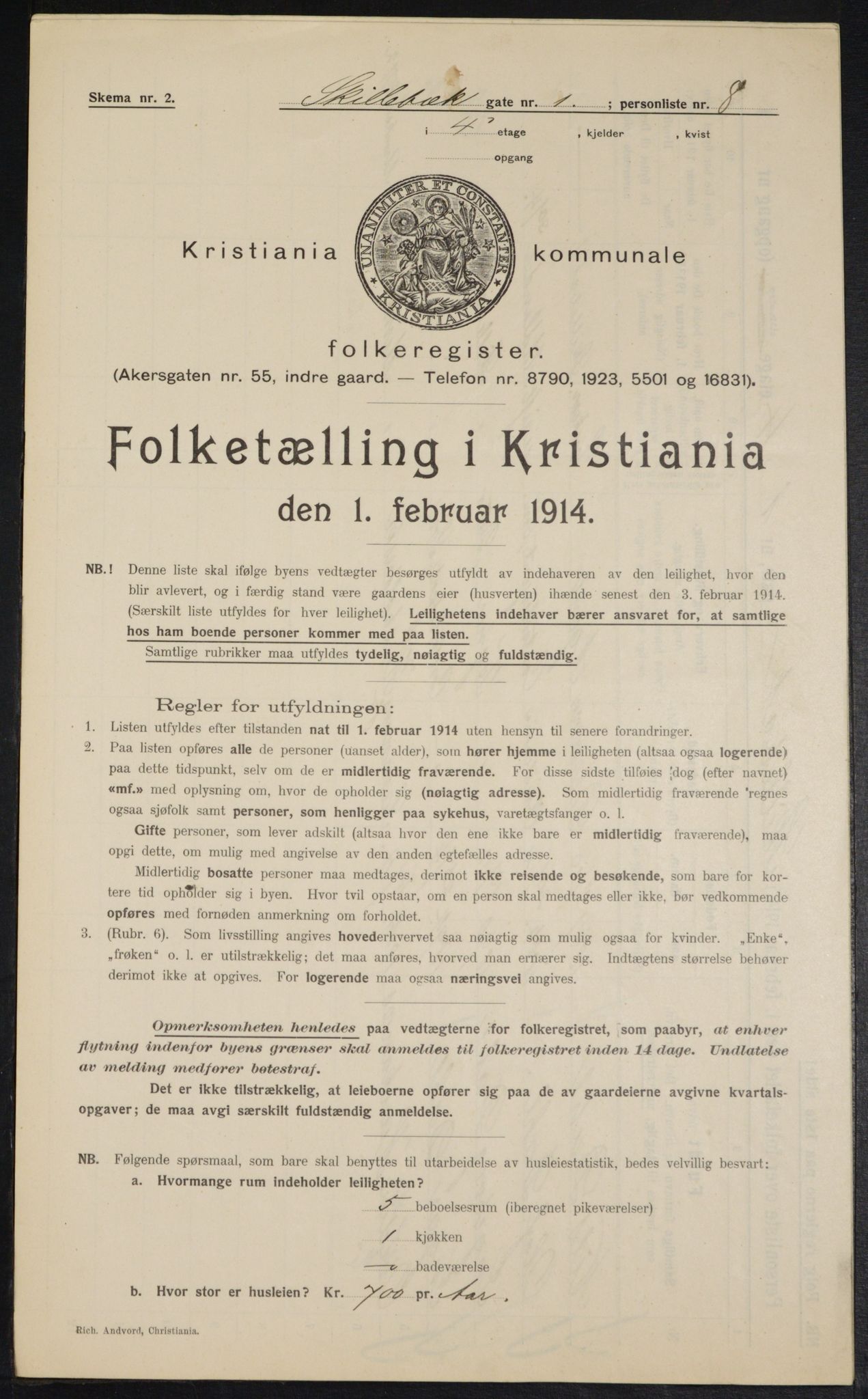 OBA, Kommunal folketelling 1.2.1914 for Kristiania, 1914, s. 95315