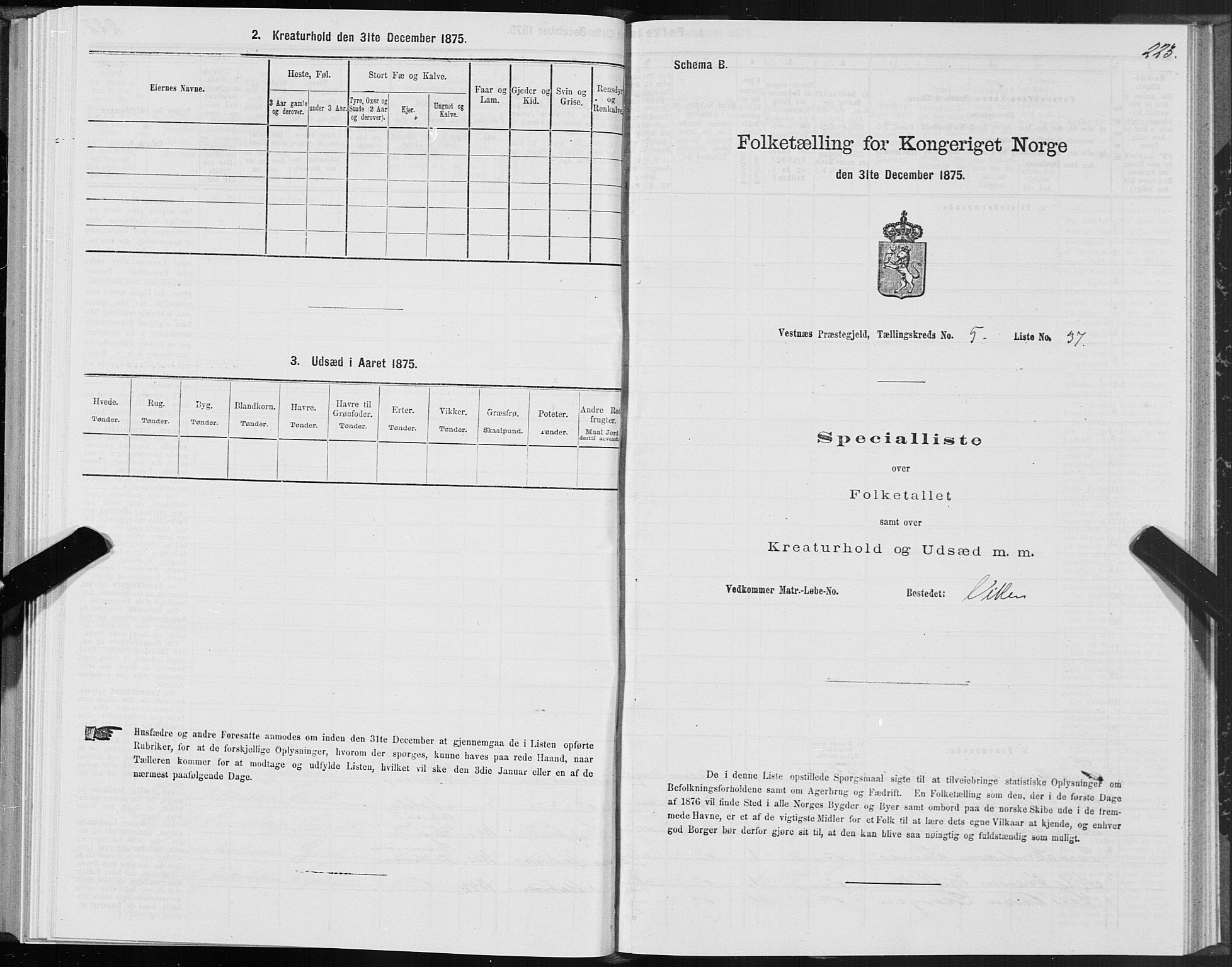 SAT, Folketelling 1875 for 1535P Vestnes prestegjeld, 1875, s. 2223
