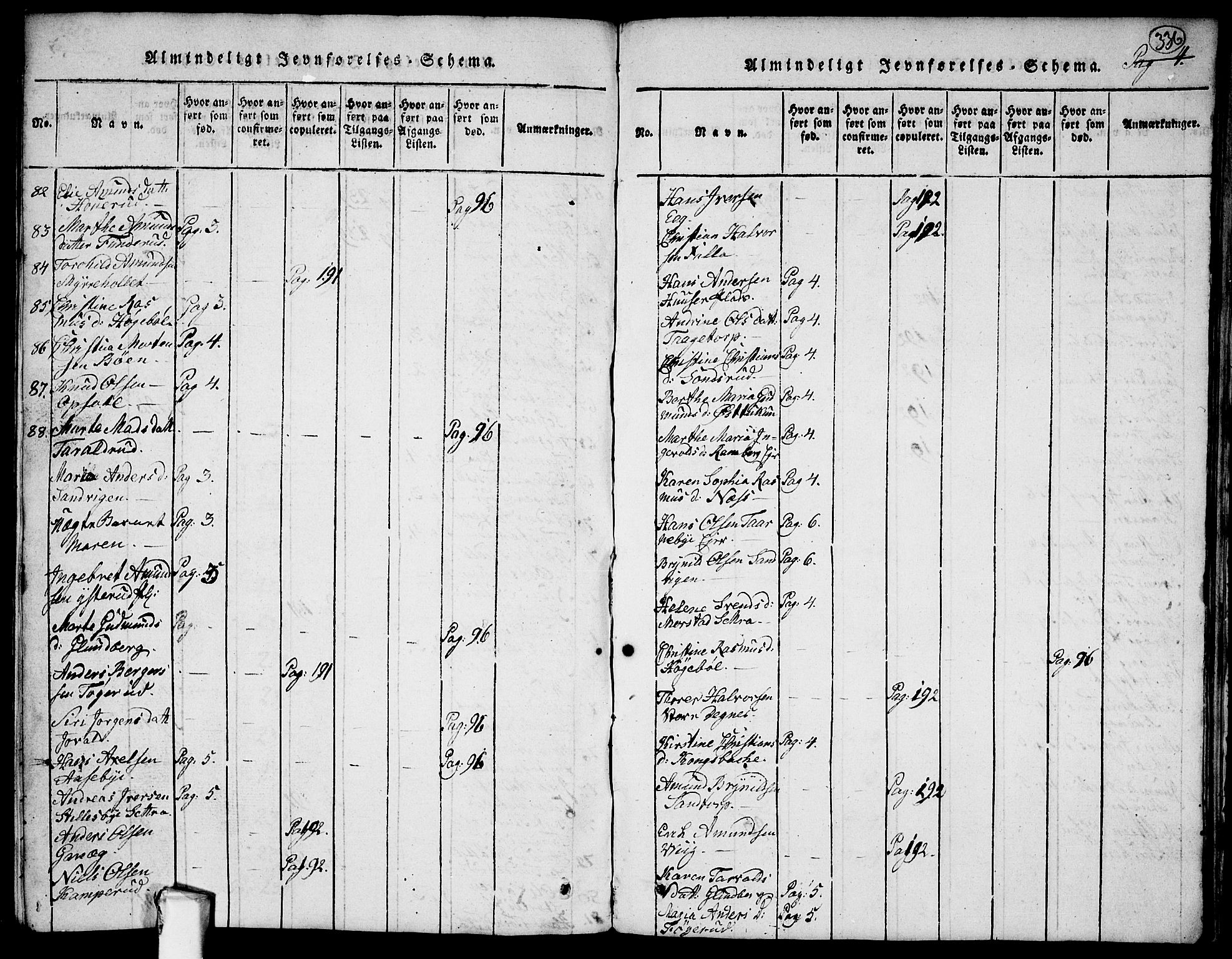 Rødenes prestekontor Kirkebøker, SAO/A-2005/G/Ga/L0001: Klokkerbok nr.  I 1, 1814-1841, s. 336