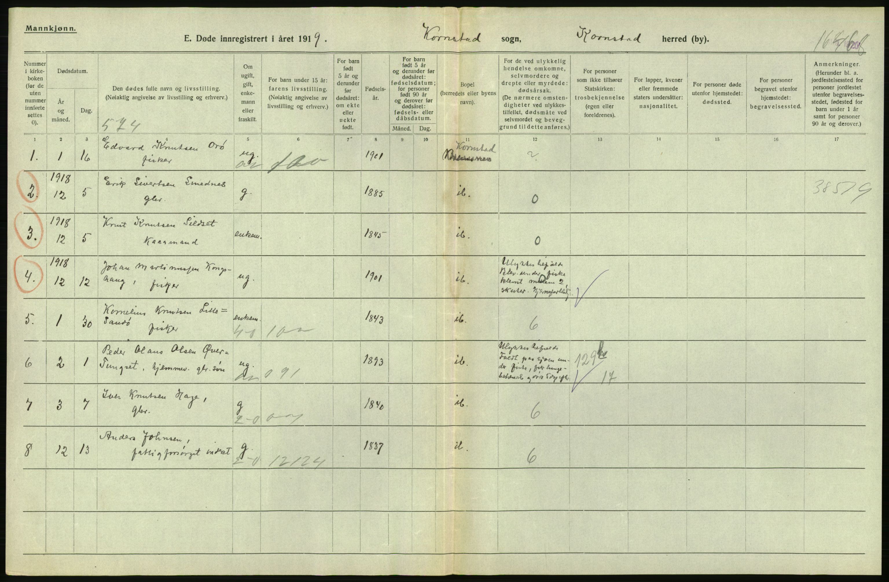Statistisk sentralbyrå, Sosiodemografiske emner, Befolkning, AV/RA-S-2228/D/Df/Dfb/Dfbi/L0042: Møre fylke: Døde. Bygder og byer., 1919, s. 168
