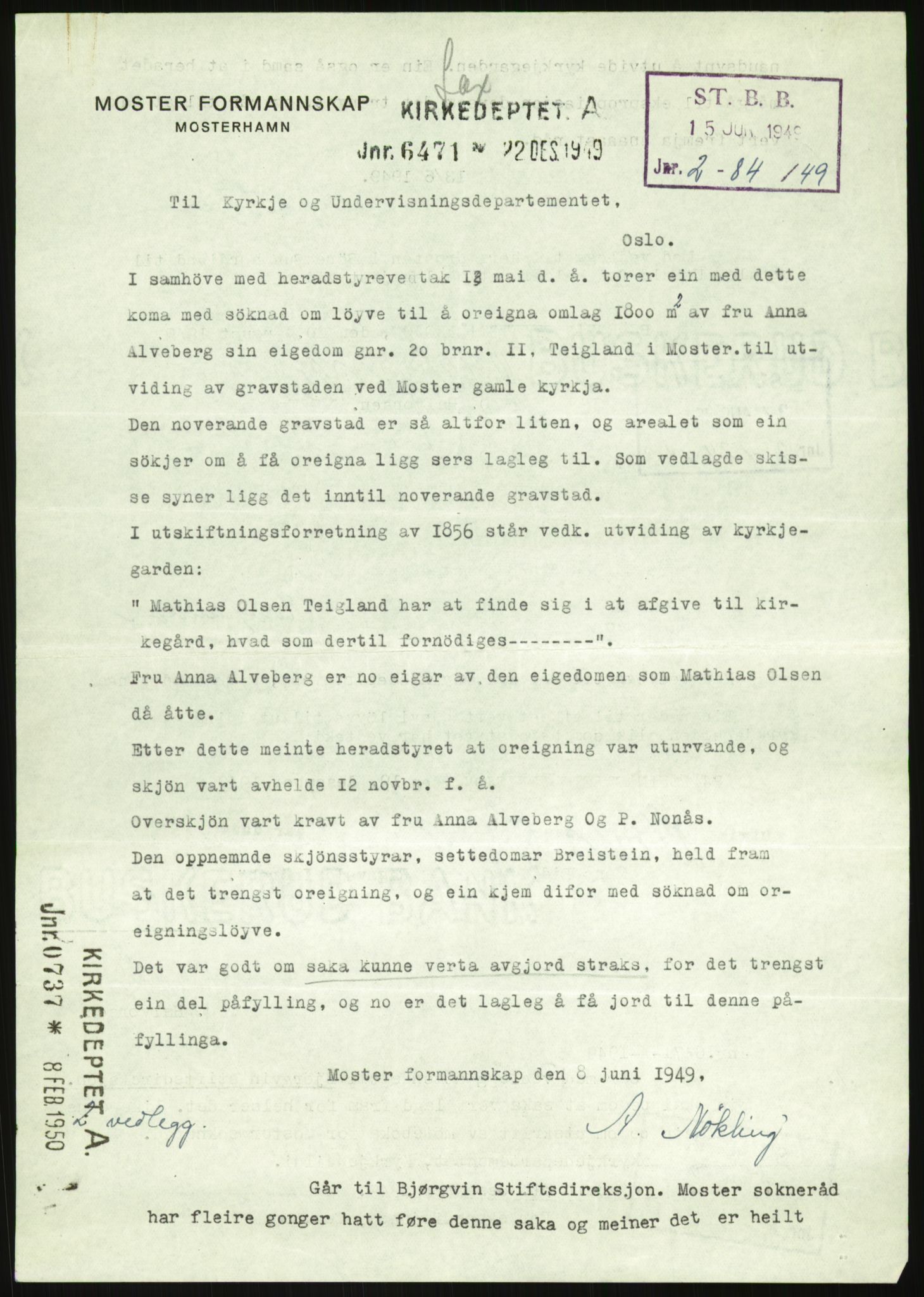 Kirke- og undervisningsdepartementet, Kontoret  for kirke og geistlighet A, AV/RA-S-1007/F/Fb/L0024: Finnås (gml. Føyen) - Fiskum se Eiker, 1838-1961, s. 1002