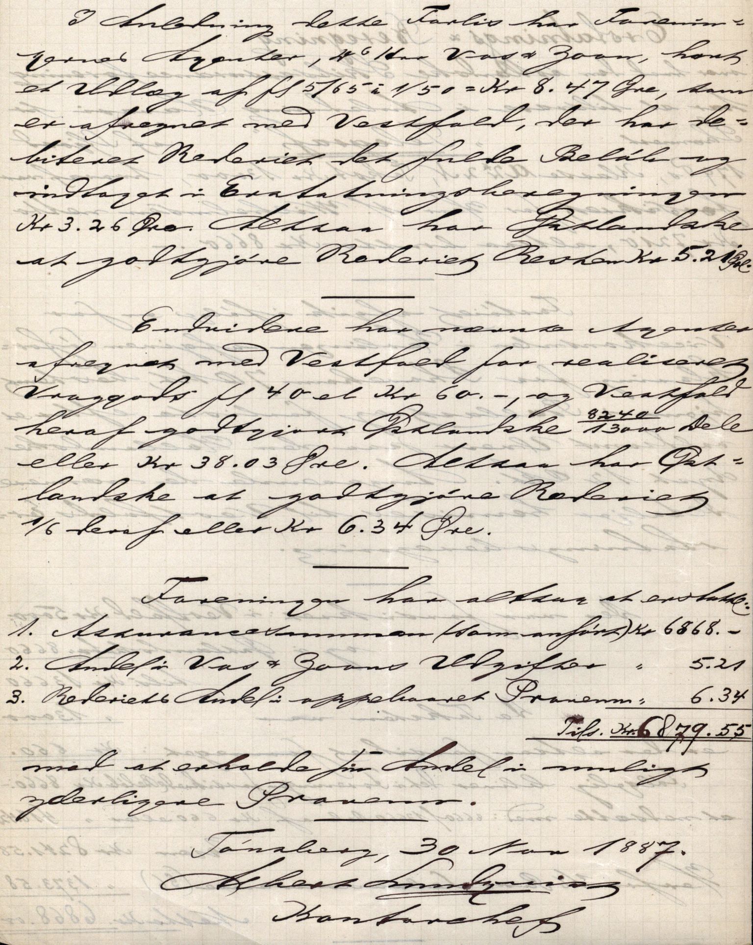 Pa 63 - Østlandske skibsassuranceforening, VEMU/A-1079/G/Ga/L0020/0010: Havaridokumenter / Anna, Silome, Oscarsborg, Memoria, Telegraf, 1887, s. 55