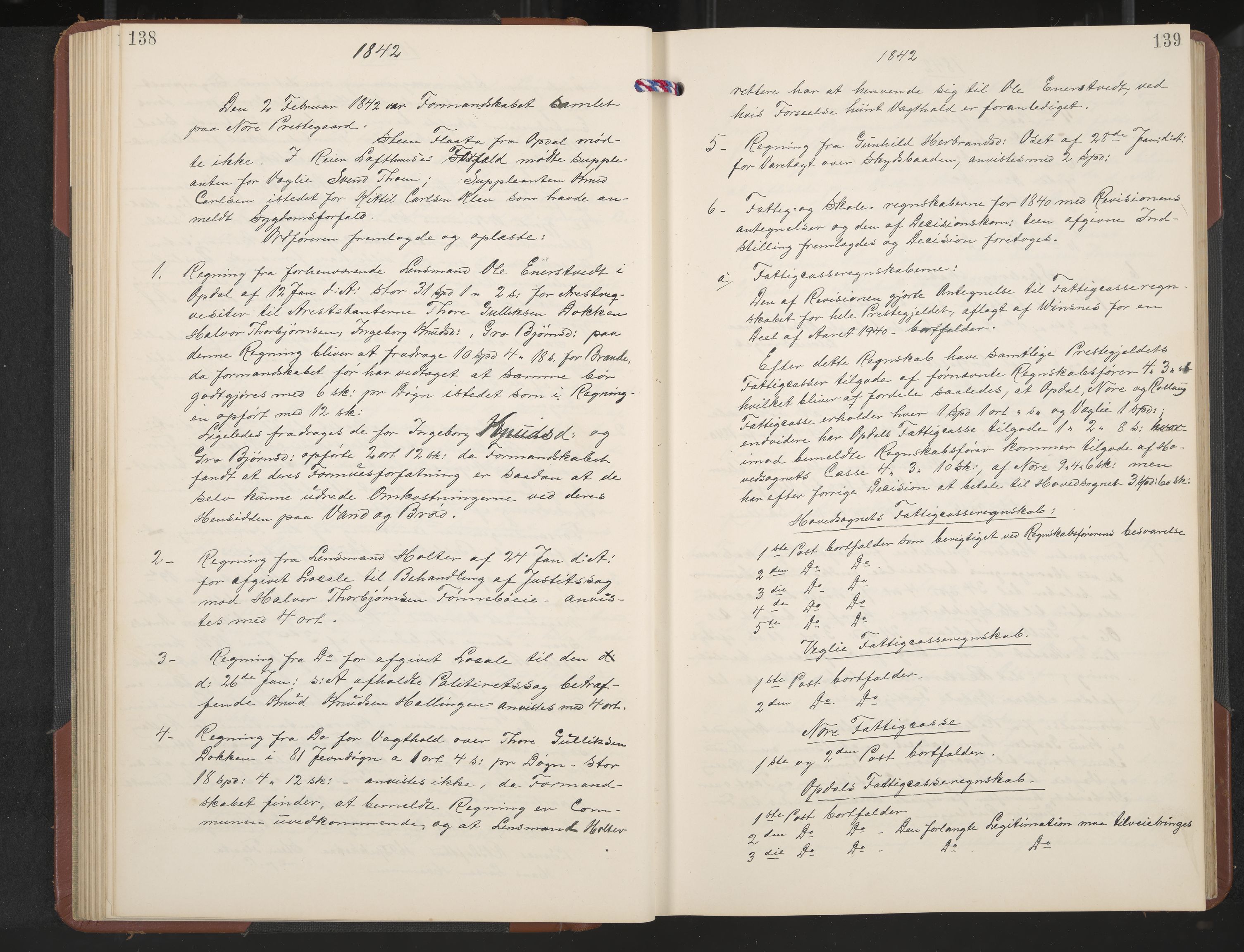 Rollag formannskap og sentraladministrasjon, IKAK/0632021-2/A/Aa/L0001: Møtebok med register, 1837-1859, s. 138-139