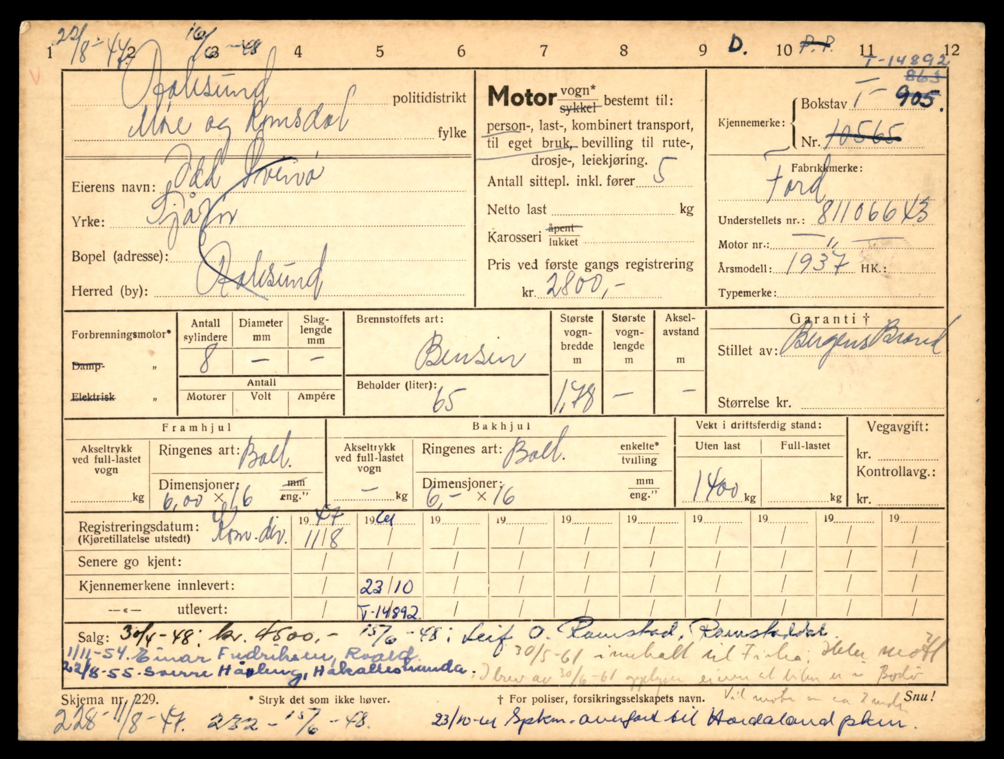 Møre og Romsdal vegkontor - Ålesund trafikkstasjon, AV/SAT-A-4099/F/Fe/L0049: Registreringskort for kjøretøy T 14864 - T 18613, 1927-1998, s. 717