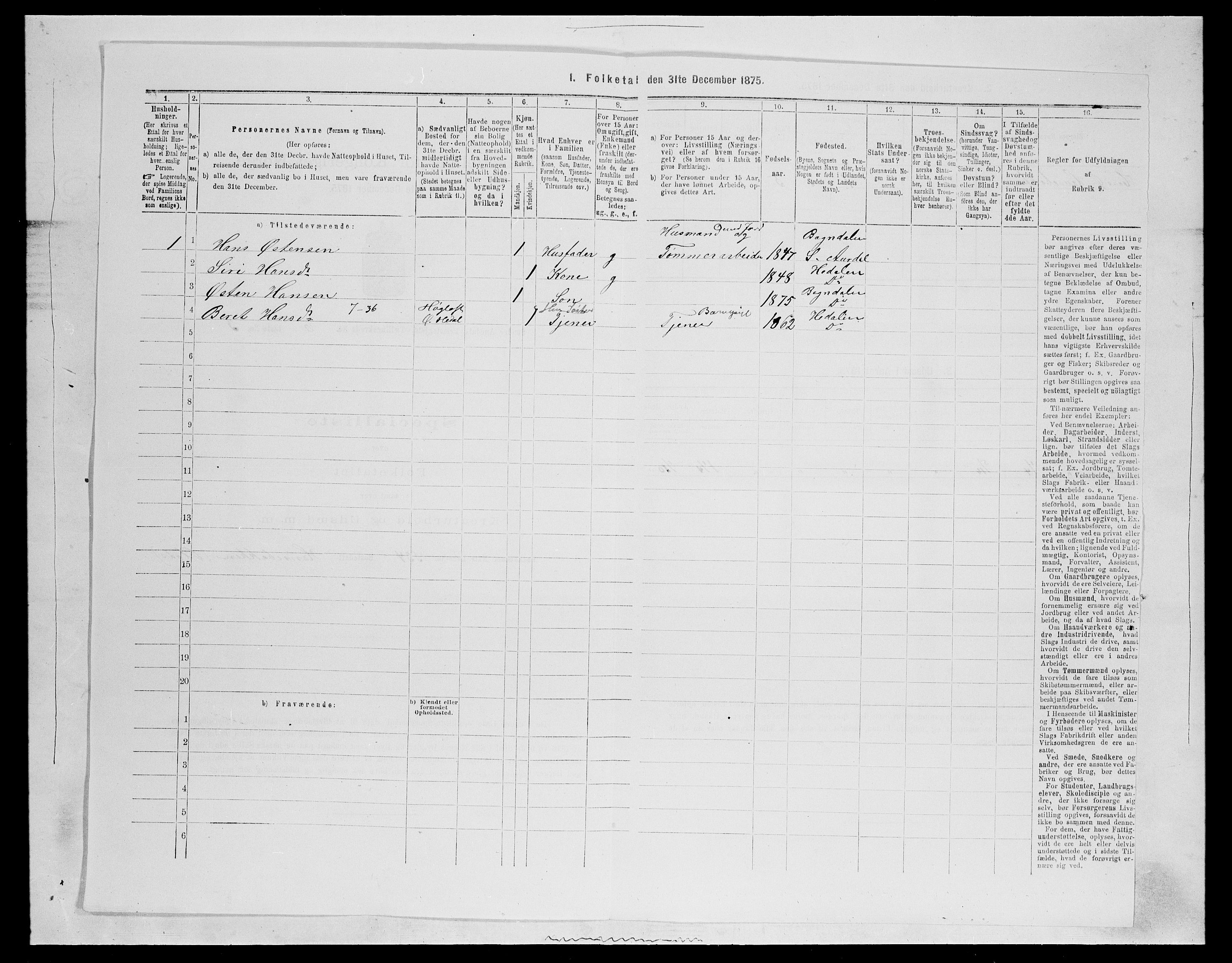 SAH, Folketelling 1875 for 0540P Sør-Aurdal prestegjeld, 1875, s. 993