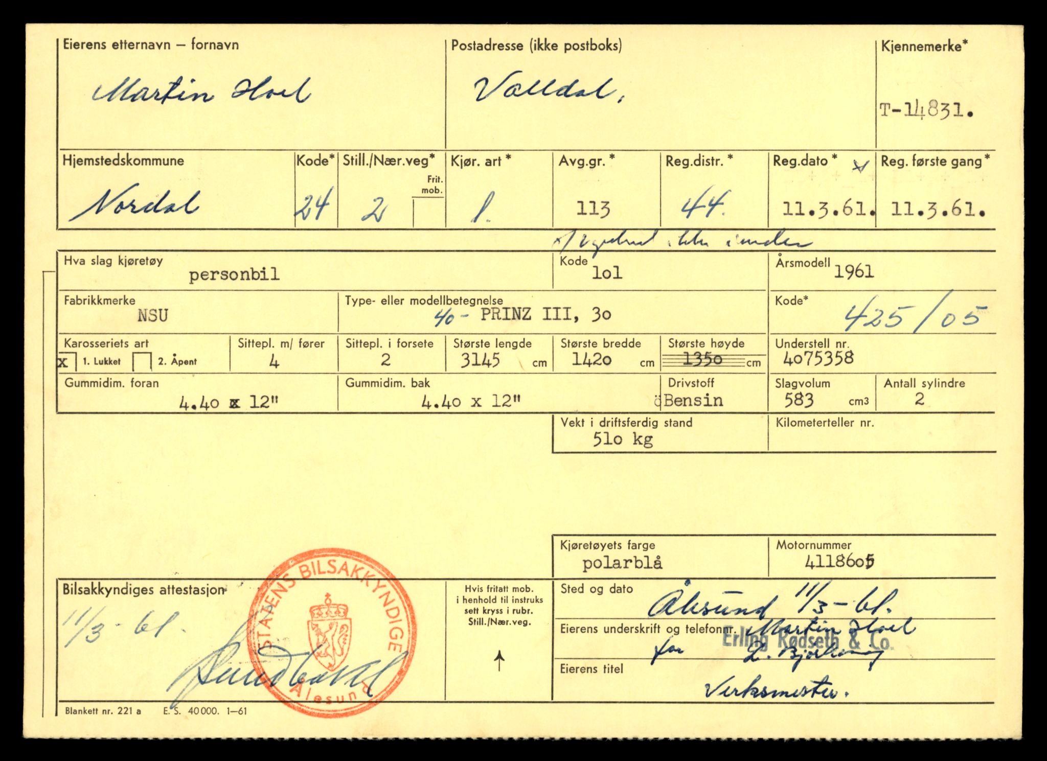 Møre og Romsdal vegkontor - Ålesund trafikkstasjon, AV/SAT-A-4099/F/Fe/L0048: Registreringskort for kjøretøy T 14721 - T 14863, 1927-1998, s. 2515