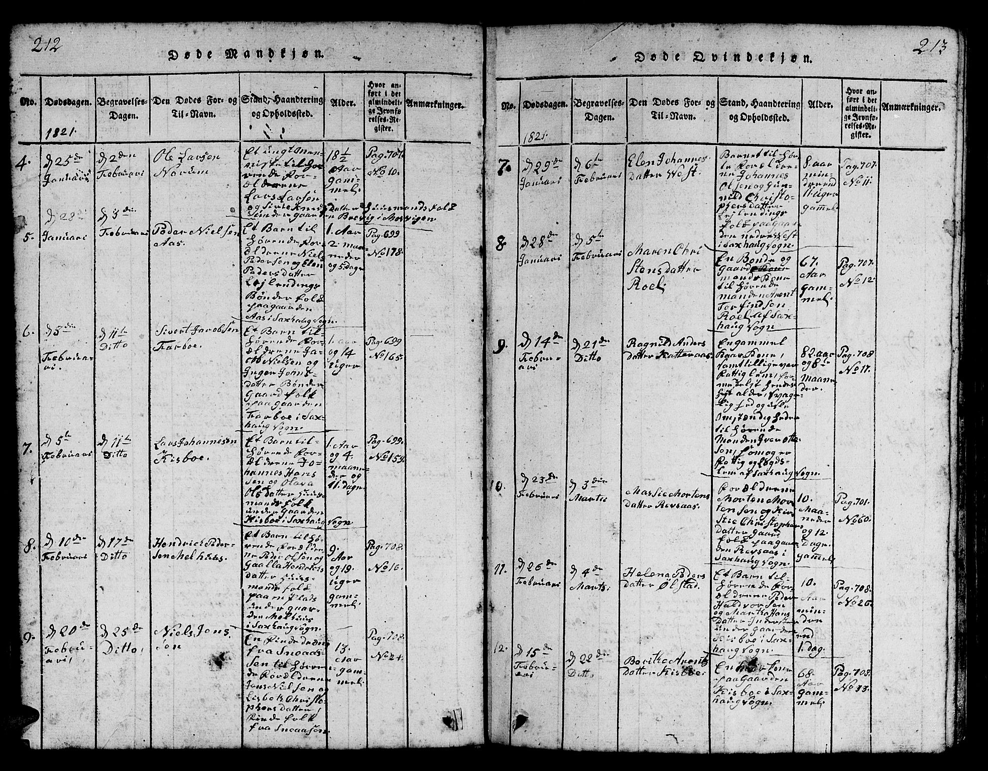 Ministerialprotokoller, klokkerbøker og fødselsregistre - Nord-Trøndelag, SAT/A-1458/730/L0298: Klokkerbok nr. 730C01, 1816-1849, s. 212-213
