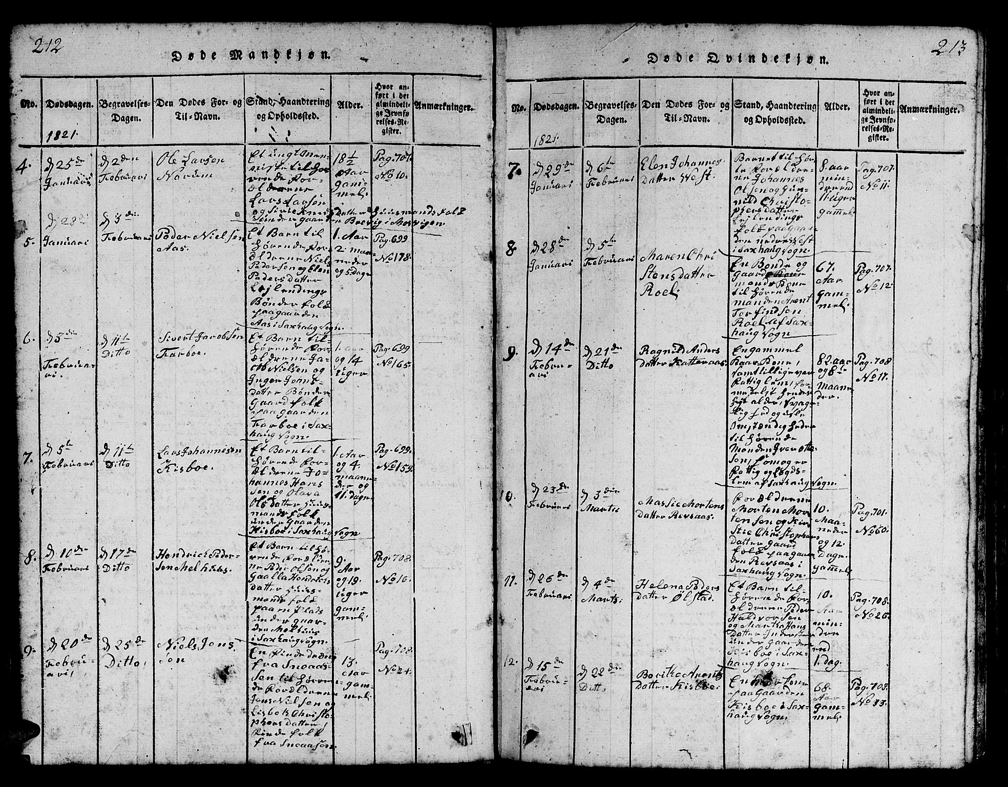 Ministerialprotokoller, klokkerbøker og fødselsregistre - Nord-Trøndelag, AV/SAT-A-1458/730/L0298: Klokkerbok nr. 730C01, 1816-1849, s. 212-213