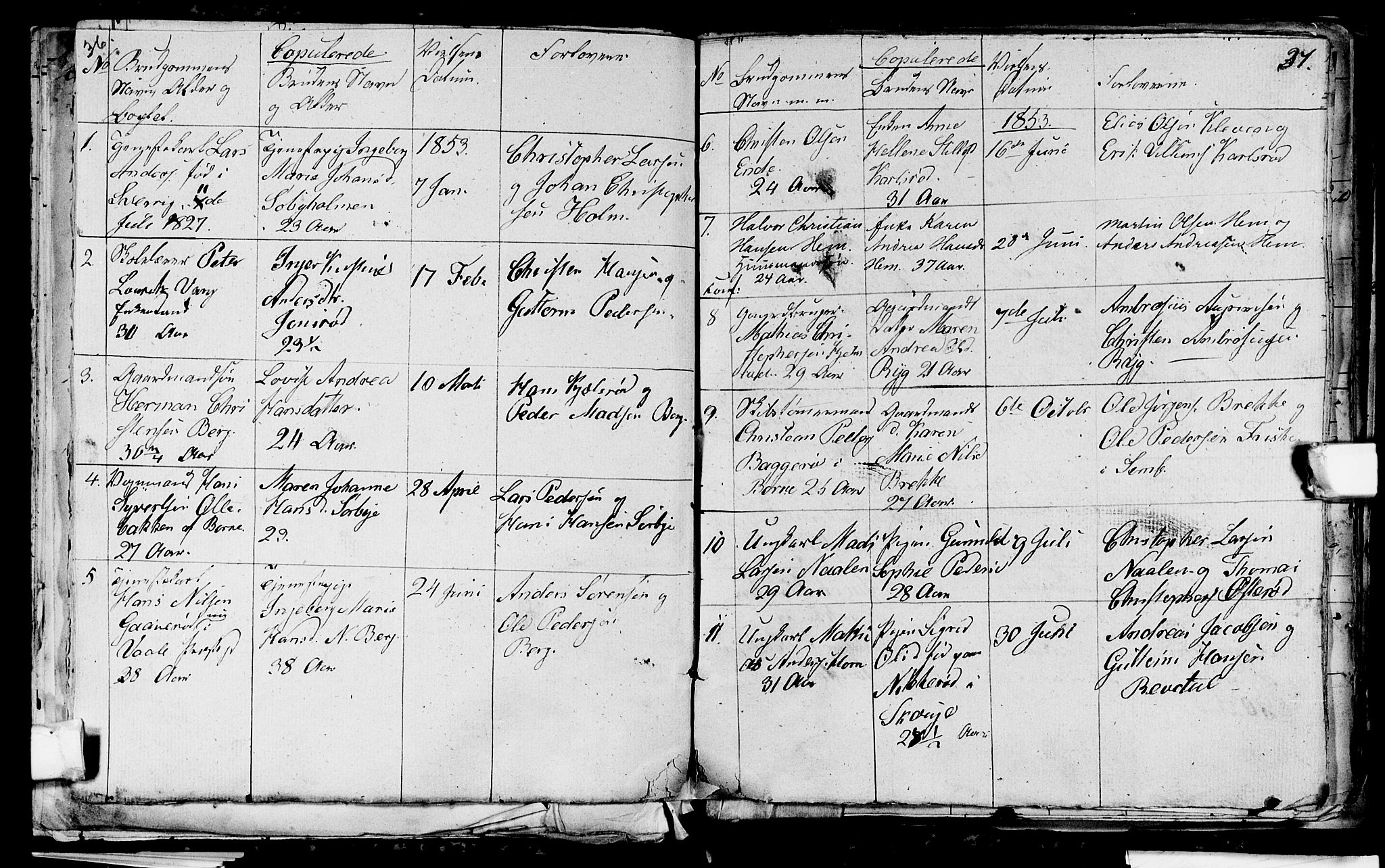 Våle kirkebøker, AV/SAKO-A-334/G/Ga/L0002: Klokkerbok nr. I 2, 1851-1863, s. 36-37