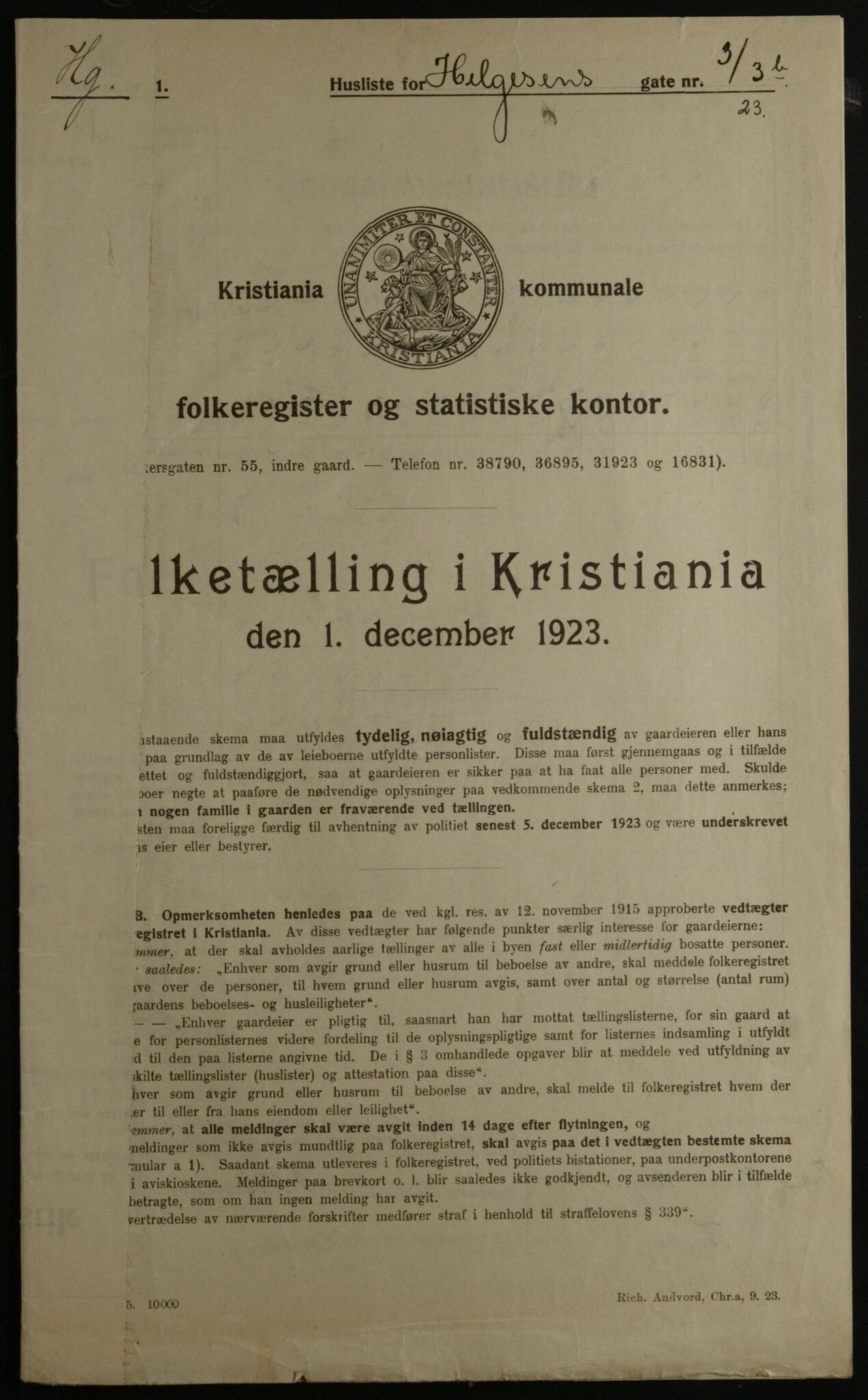 OBA, Kommunal folketelling 1.12.1923 for Kristiania, 1923, s. 42175