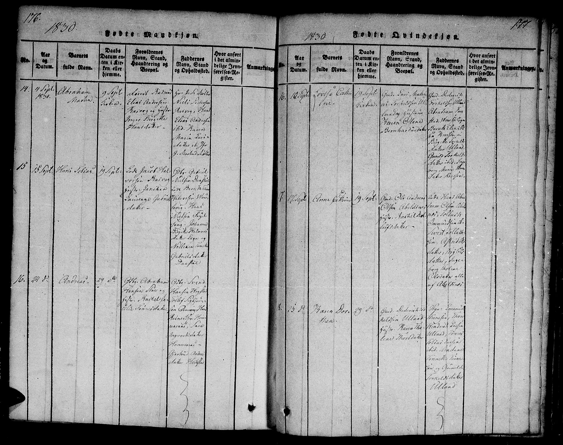 Flekkefjord sokneprestkontor, AV/SAK-1111-0012/F/Fa/Fab/L0003: Ministerialbok nr. A 3, 1815-1830, s. 176-177