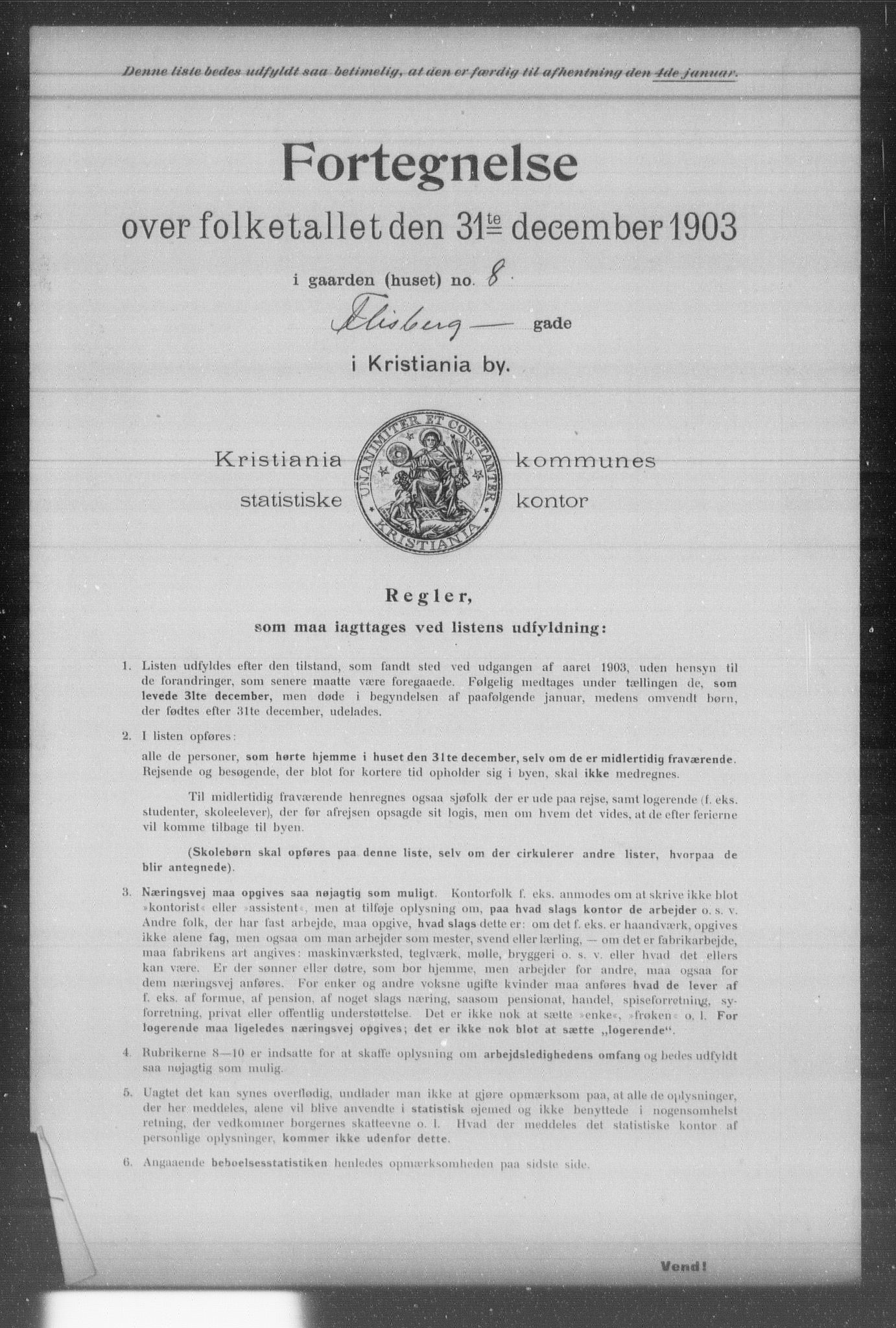 OBA, Kommunal folketelling 31.12.1903 for Kristiania kjøpstad, 1903, s. 5103