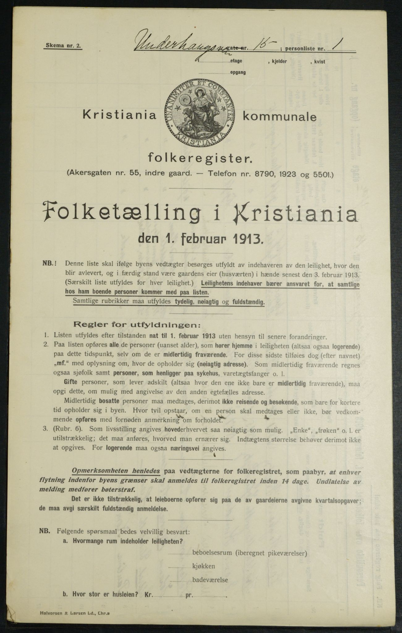 OBA, Kommunal folketelling 1.2.1913 for Kristiania, 1913, s. 119847