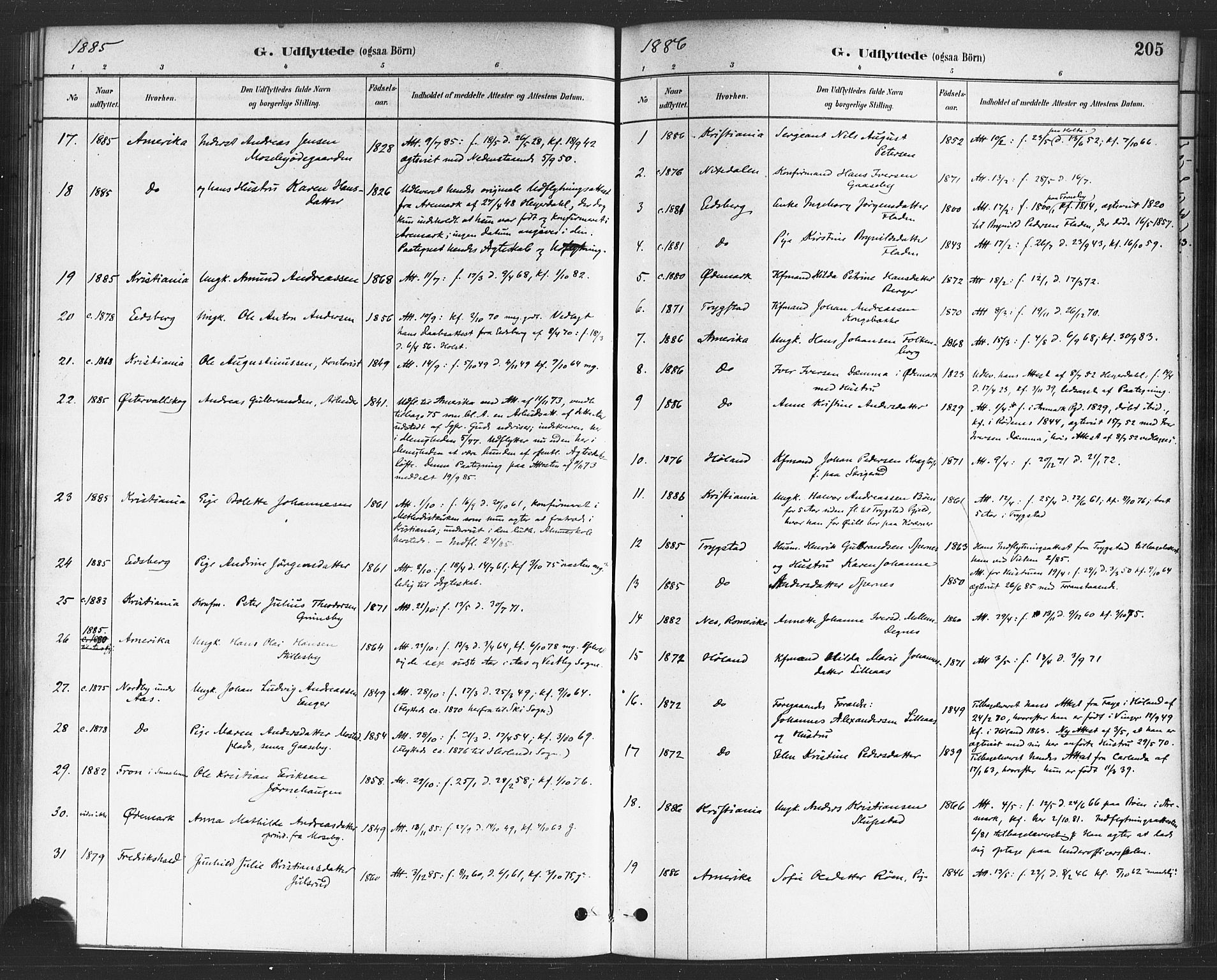 Rødenes prestekontor Kirkebøker, SAO/A-2005/F/Fa/L0009: Ministerialbok nr. I 9, 1880-1889, s. 205