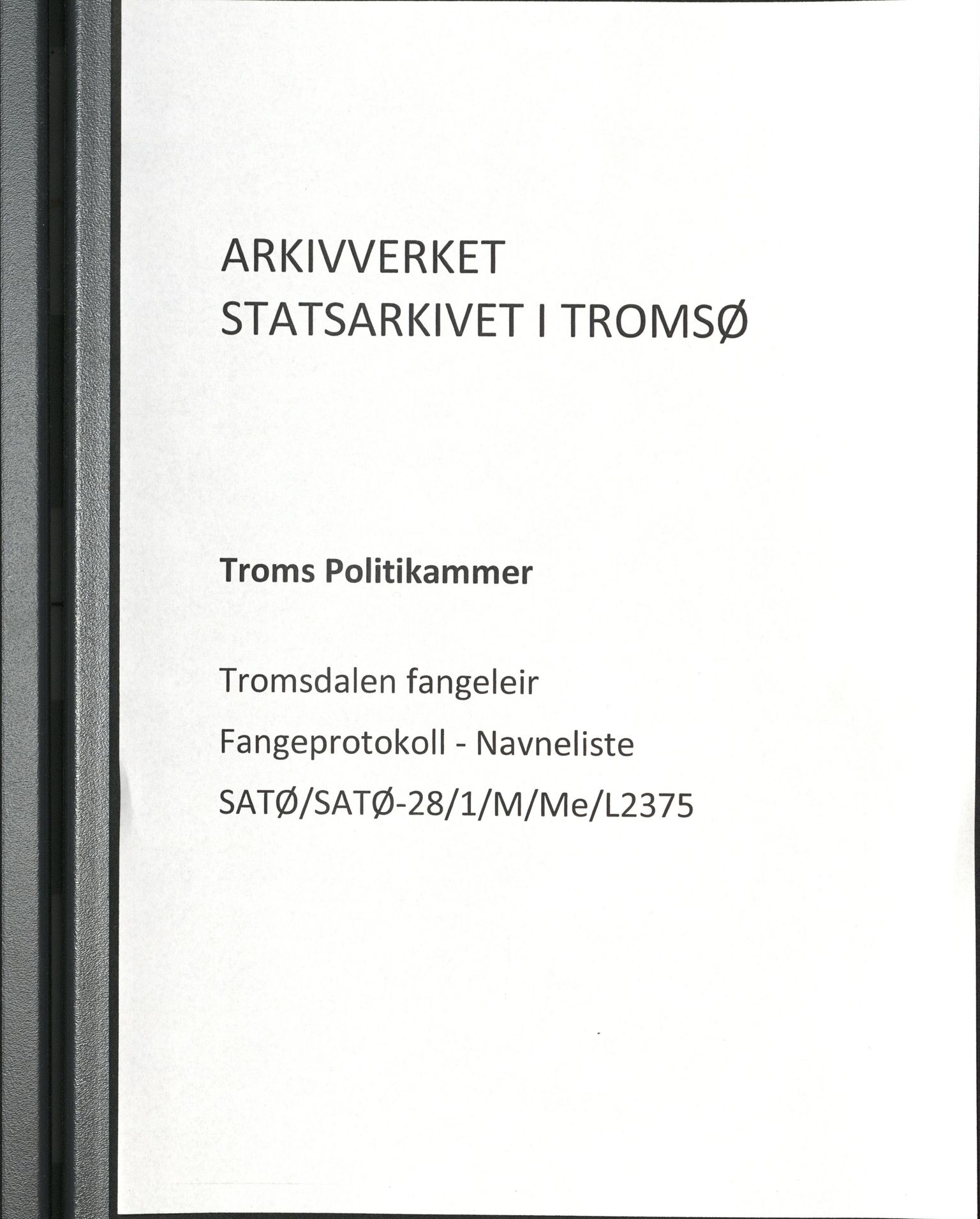 Troms politikammer, SATØ/SATØ-28/1/M/Me/L2375: Fangeprotokoll, 1943-1945