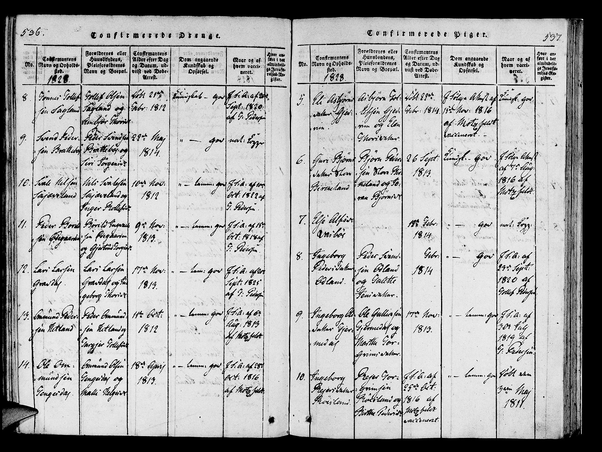 Helleland sokneprestkontor, SAST/A-101810: Ministerialbok nr. A 5, 1815-1834, s. 536-537