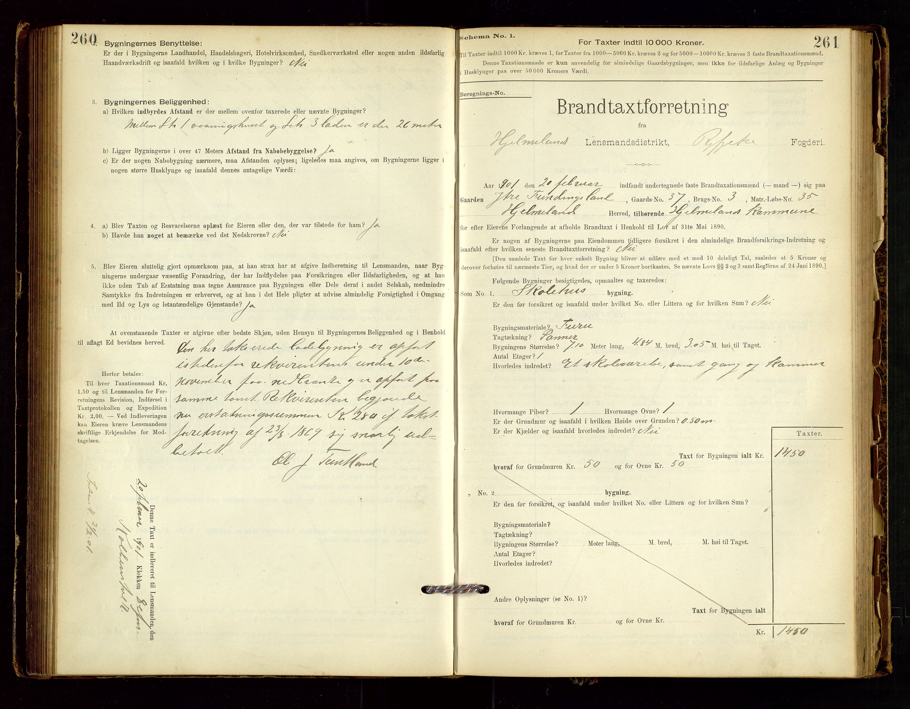 Hjelmeland lensmannskontor, AV/SAST-A-100439/Gob/L0001: "Brandtaxationsprotokol", 1895-1932, s. 260-261