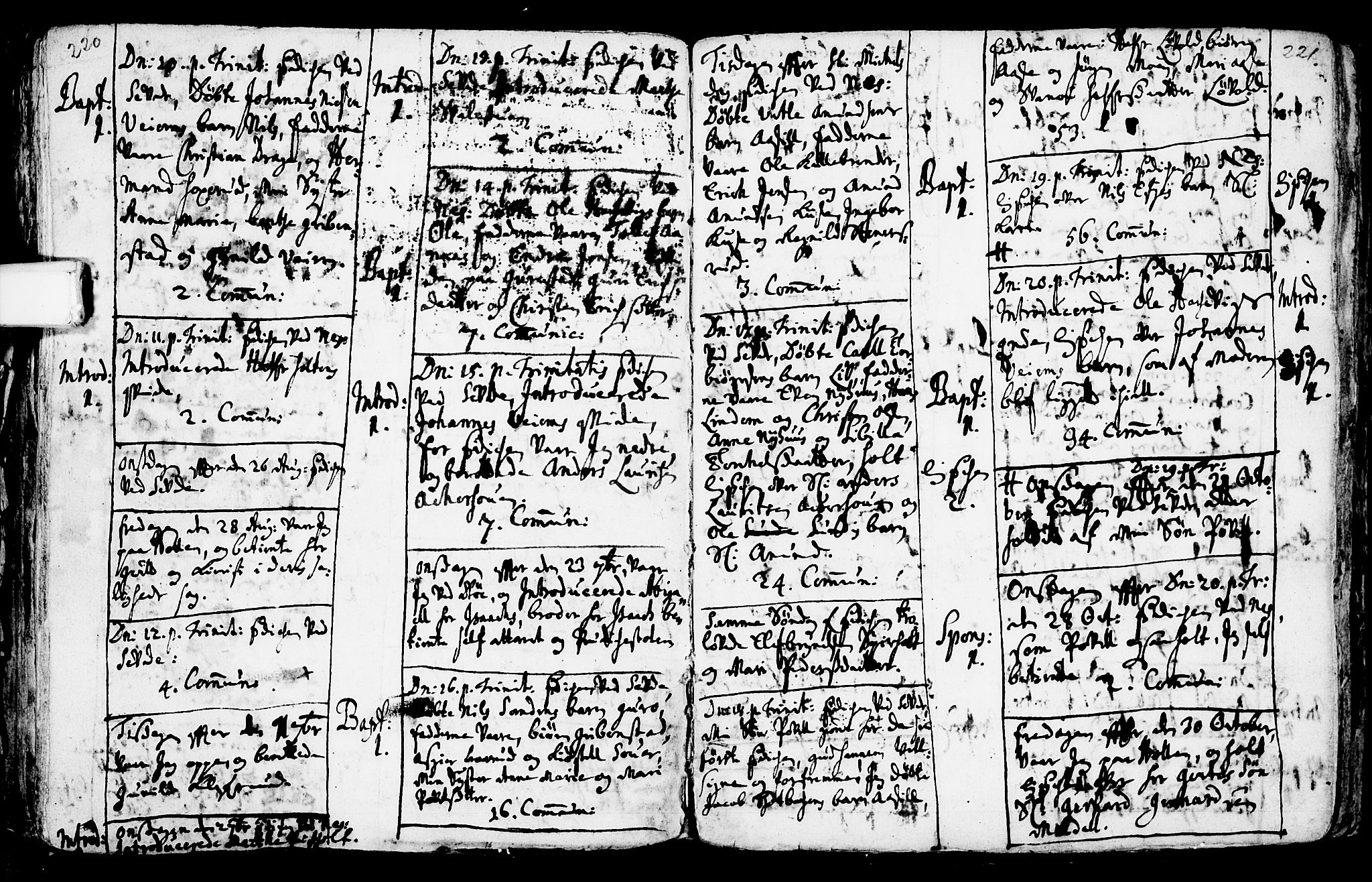 Sauherad kirkebøker, AV/SAKO-A-298/F/Fa/L0002: Ministerialbok nr. I 2, 1681-1720, s. 220-221
