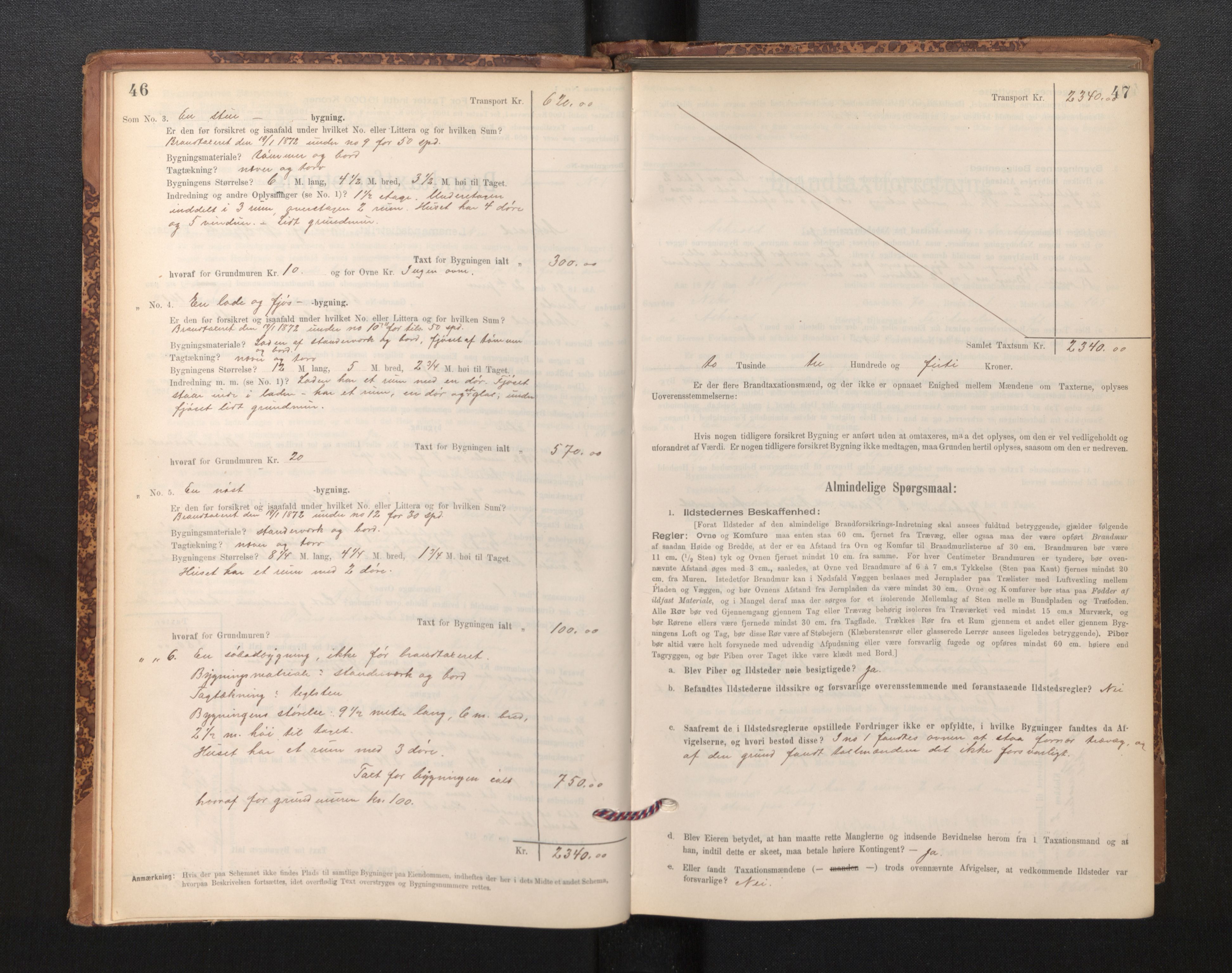 Lensmannen i Askvoll, AV/SAB-A-26301/0012/L0004: Branntakstprotokoll, skjematakst og liste over branntakstmenn, 1895-1932, s. 46-47