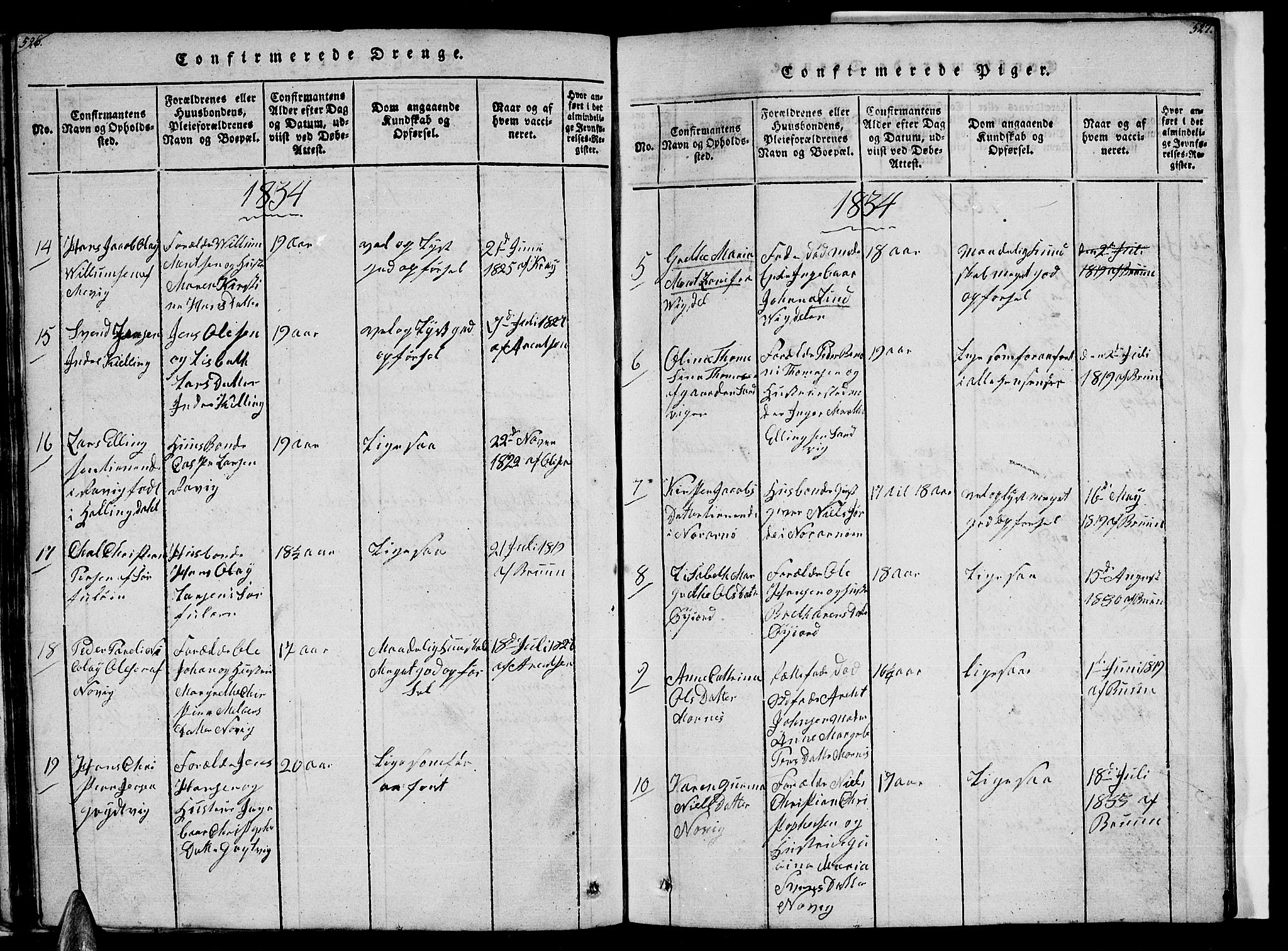 Ministerialprotokoller, klokkerbøker og fødselsregistre - Nordland, AV/SAT-A-1459/805/L0105: Klokkerbok nr. 805C01, 1820-1839, s. 526-527