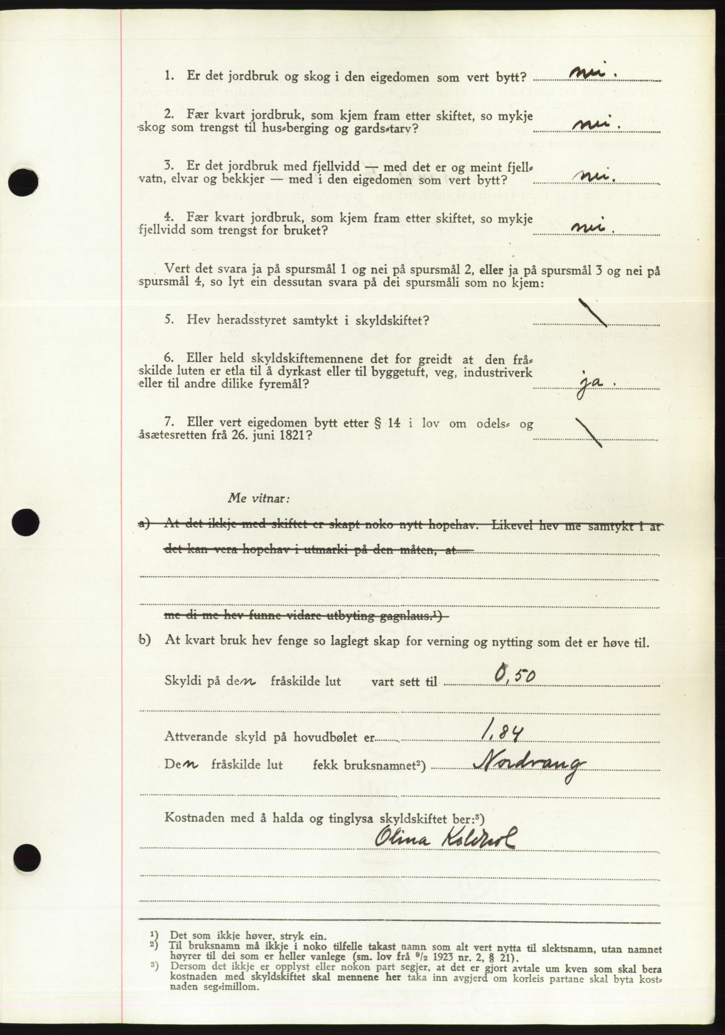 Søre Sunnmøre sorenskriveri, AV/SAT-A-4122/1/2/2C/L0075: Pantebok nr. 1A, 1943-1943, Dagboknr: 526/1943