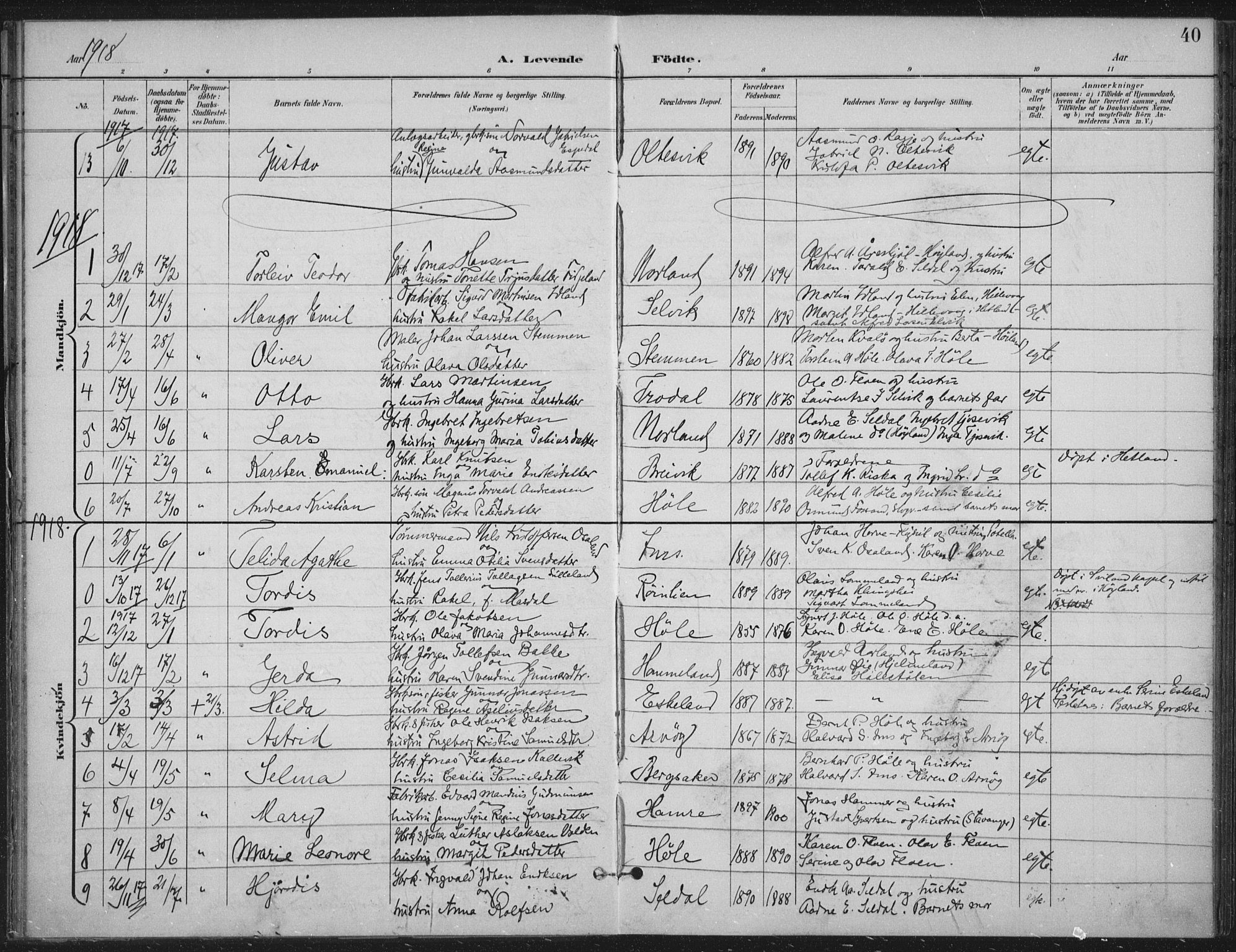 Høgsfjord sokneprestkontor, SAST/A-101624/H/Ha/Haa/L0008: Ministerialbok nr. A 8, 1898-1920, s. 40