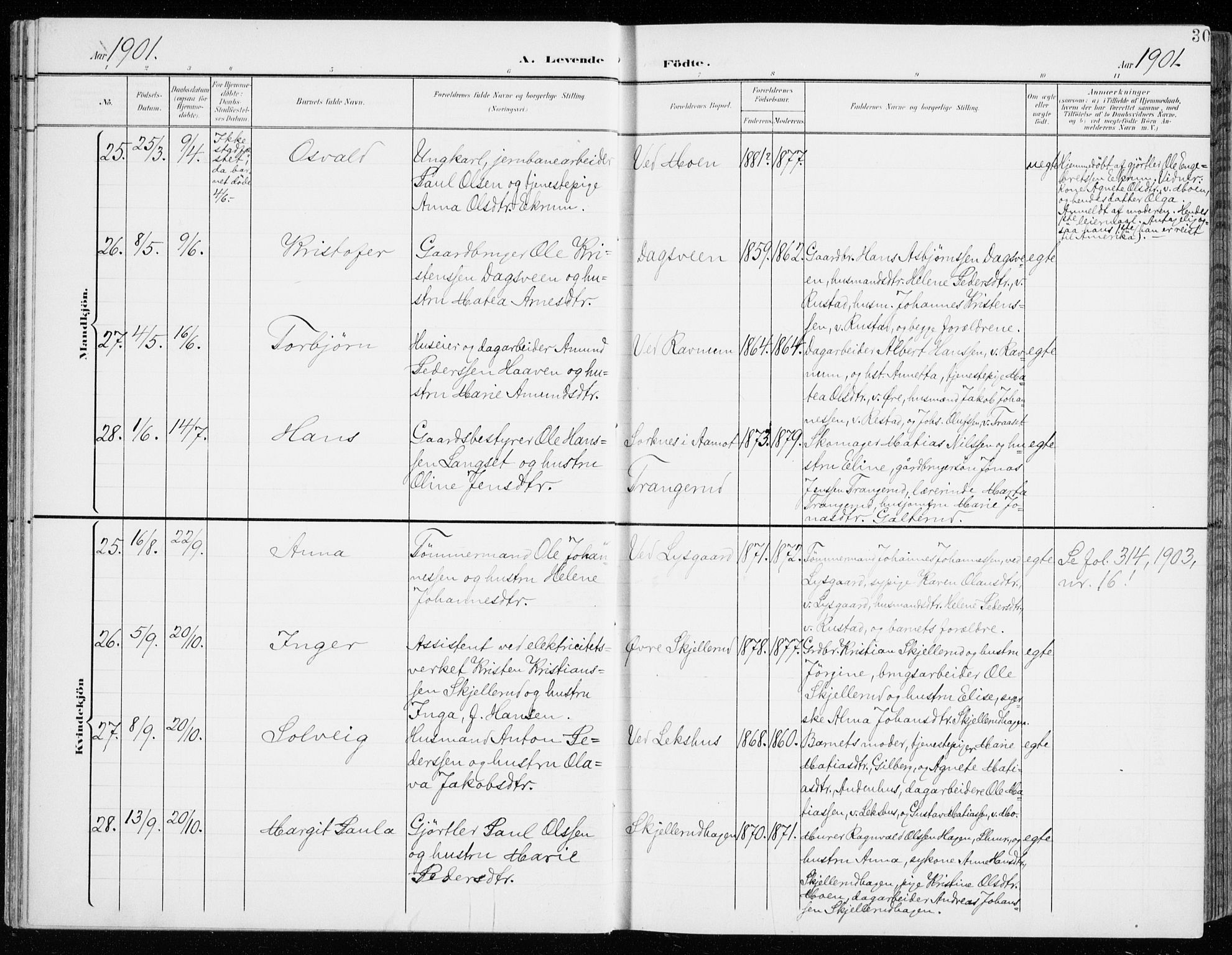 Fåberg prestekontor, AV/SAH-PREST-086/H/Ha/Haa/L0011: Ministerialbok nr. 11, 1899-1913, s. 30