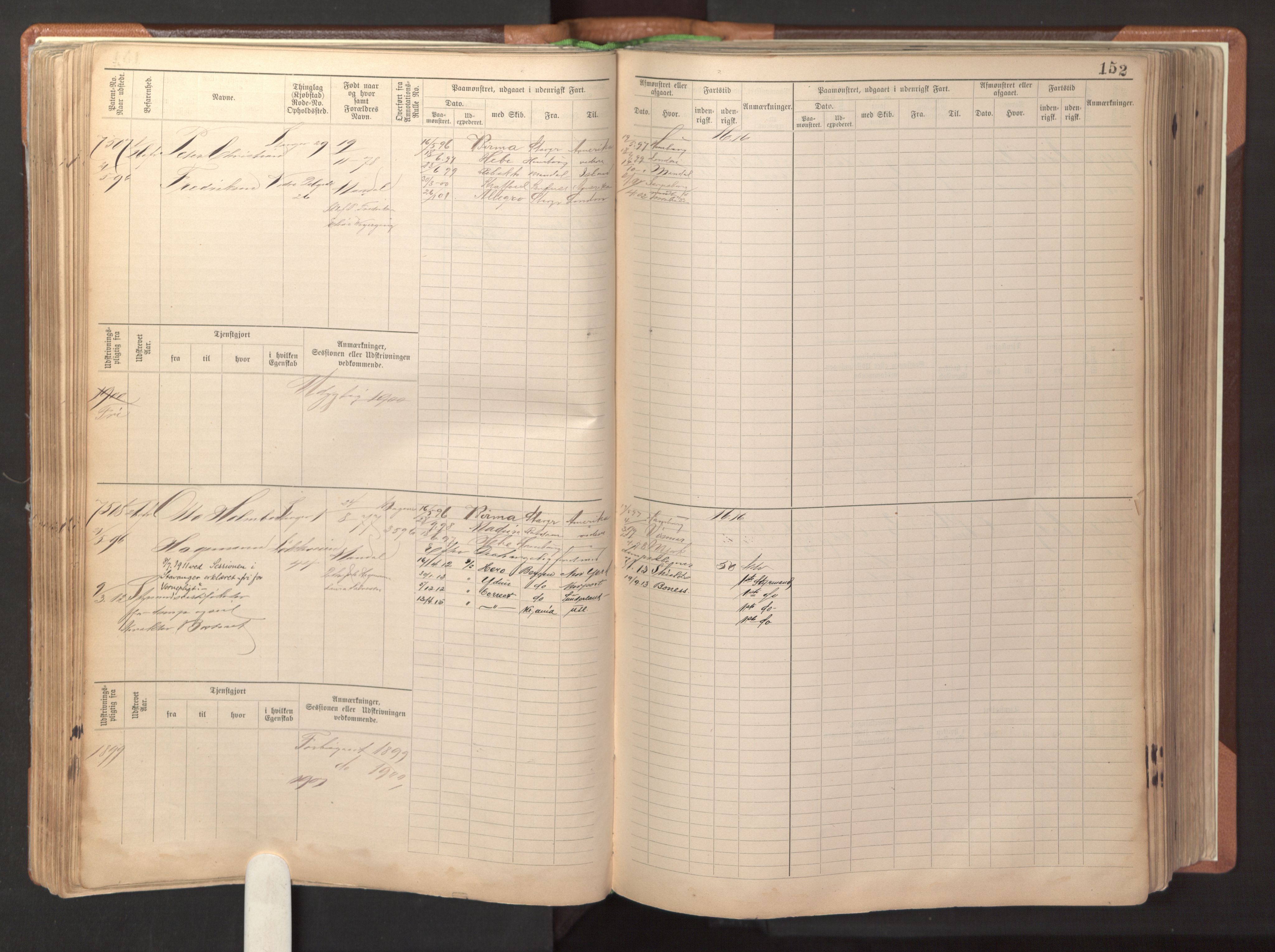 Stavanger sjømannskontor, AV/SAST-A-102006/F/Fb/Fbb/L0022: Sjøfartshovedrulle patnentnr. 7205-8160 (dublett), 1894, s. 156