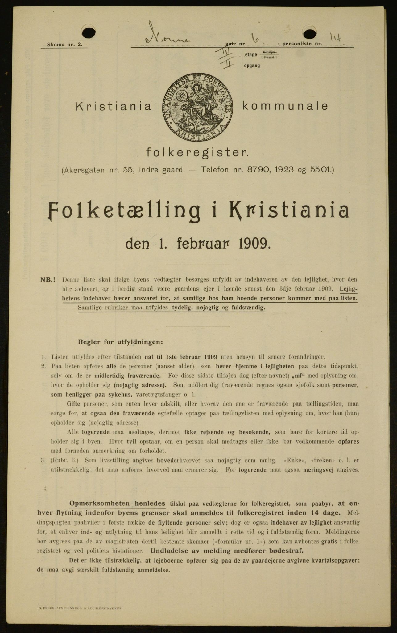 OBA, Kommunal folketelling 1.2.1909 for Kristiania kjøpstad, 1909, s. 64631