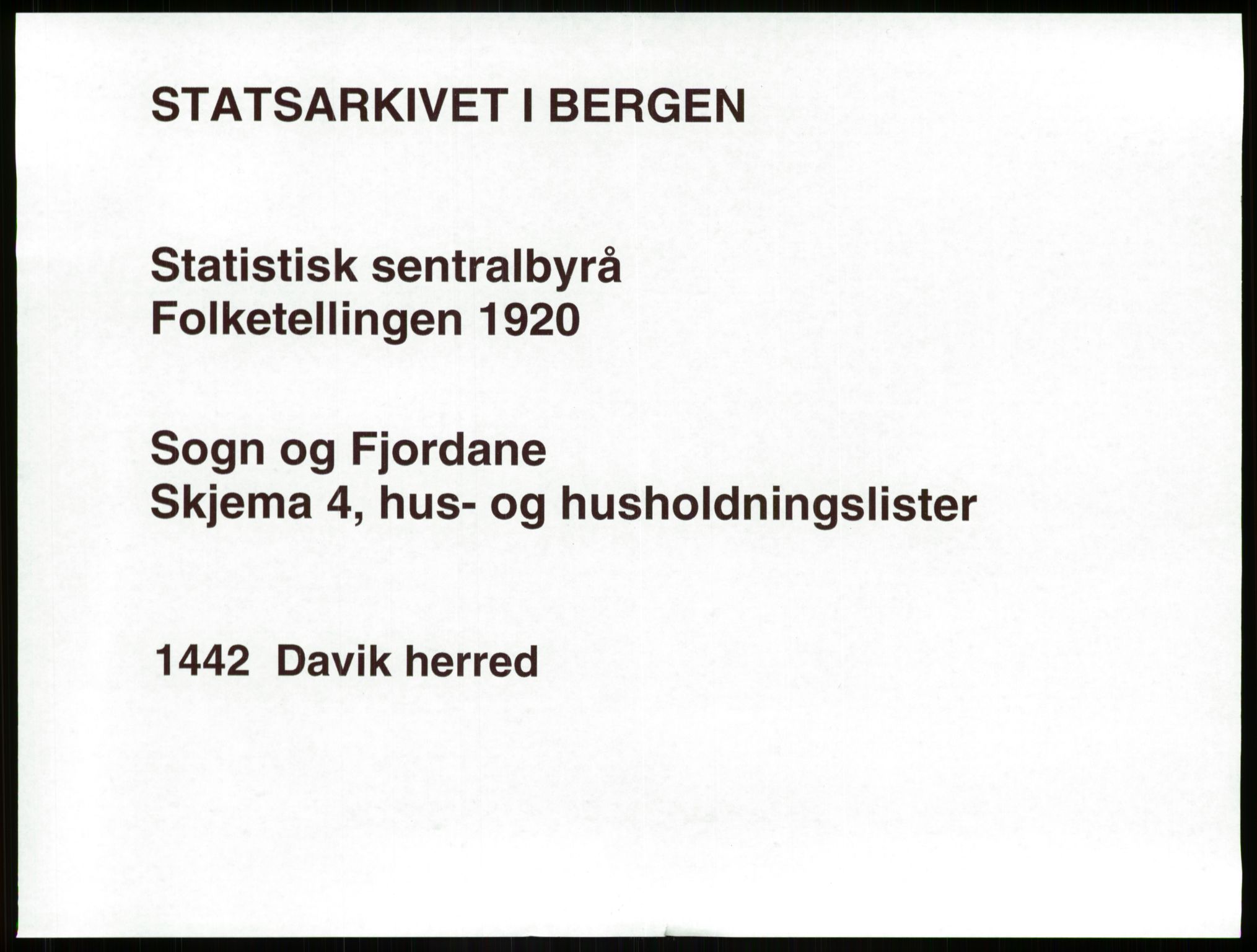 SAB, Folketelling 1920 for 1442 Davik herred, 1920, s. 1190