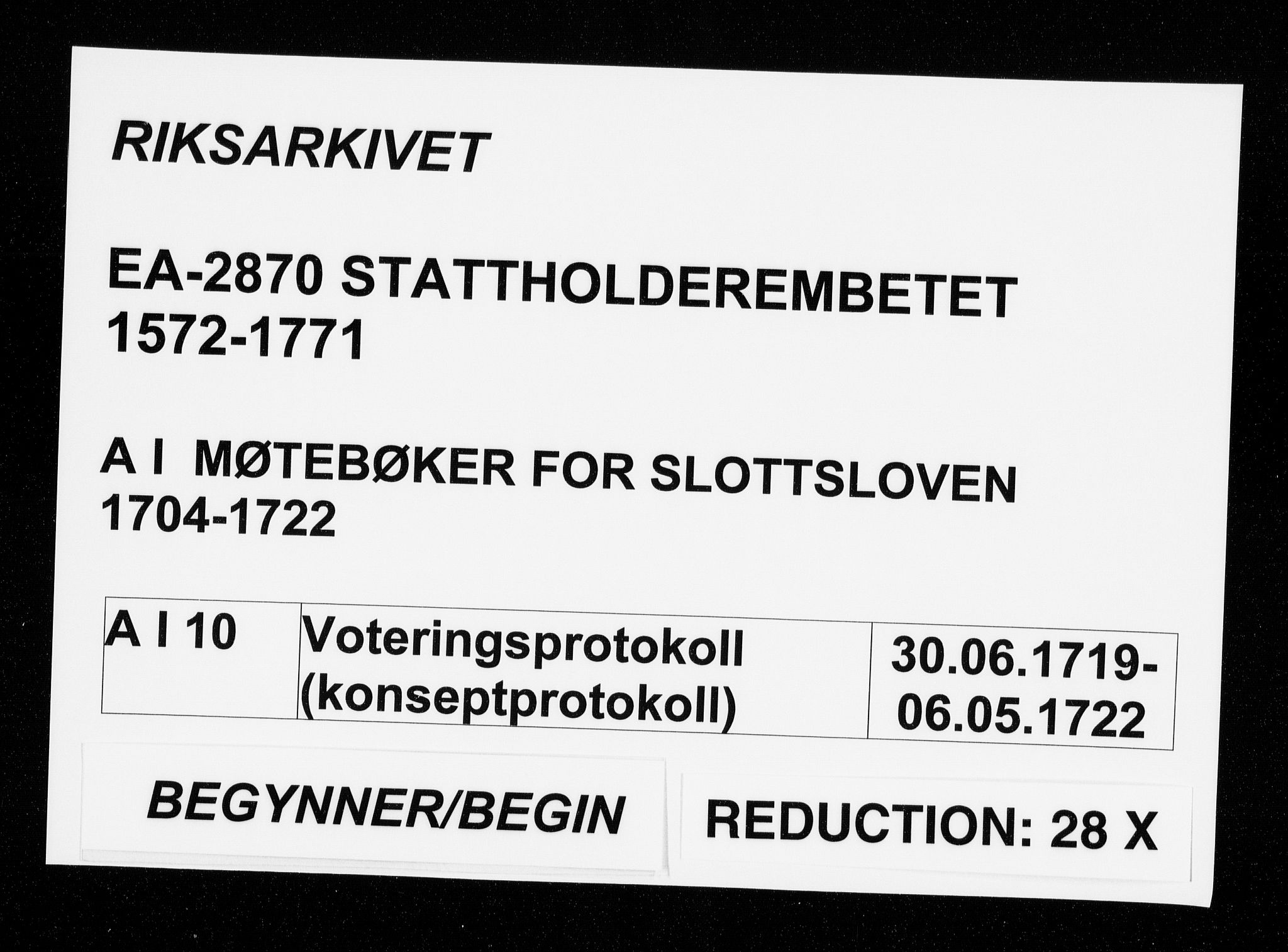 Stattholderembetet 1572-1771, RA/EA-2870/Aa/L0010: Voteringsprotokoll (konseptprotokoll), 1719-1722