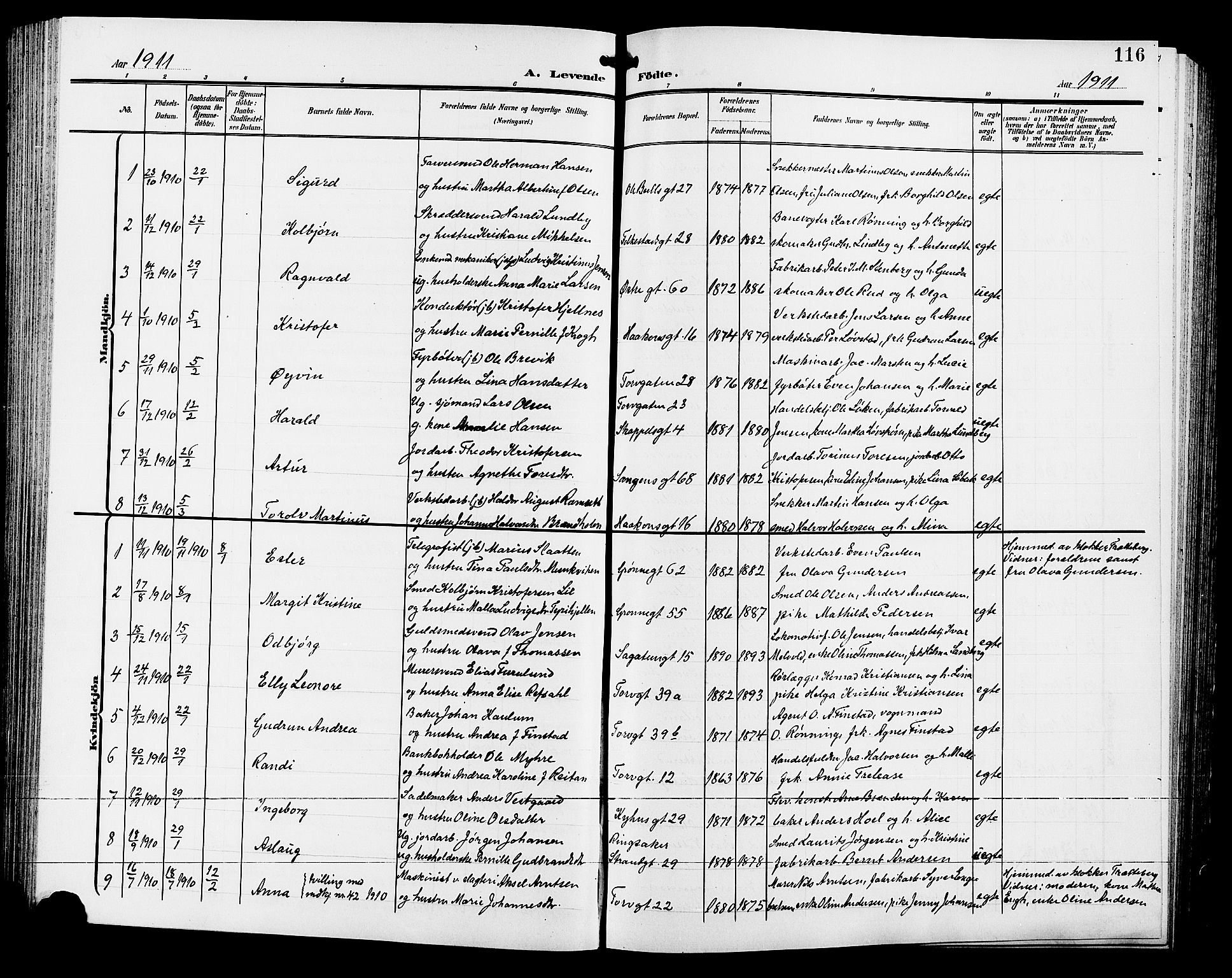 Hamar prestekontor, AV/SAH-DOMPH-002/H/Ha/Hab/L0001: Klokkerbok nr. 1, 1899-1914, s. 116