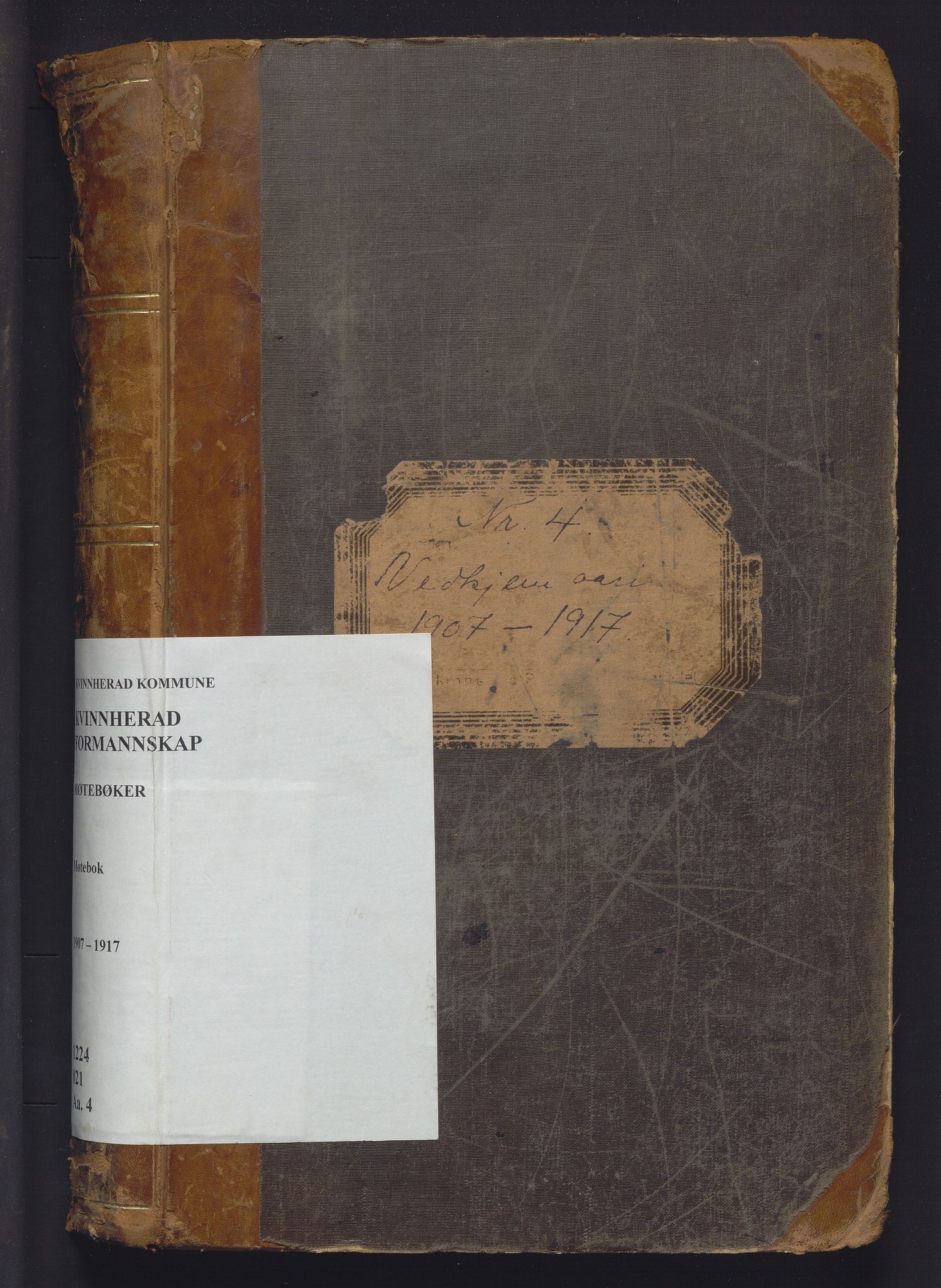 Kvinnherad kommune. Formannskapet, IKAH/1224-021/A/Aa/L0004: Møtebok for formannskap og heradstyre i Kvinnherad prestegjeld og styre i soknekommunane Kvinnherad, Ølve, Husnes og Ænes, 1907-1917