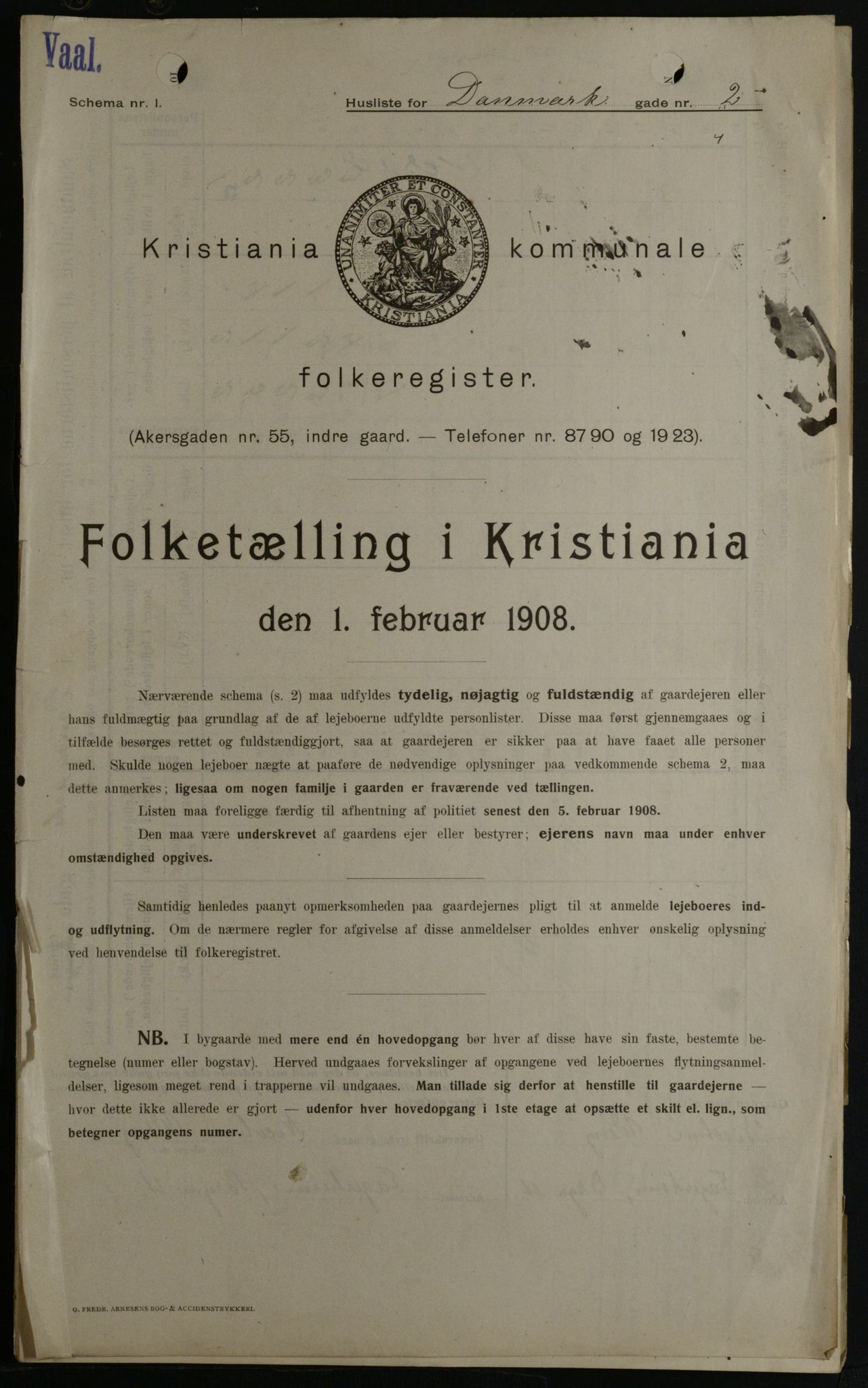 OBA, Kommunal folketelling 1.2.1908 for Kristiania kjøpstad, 1908, s. 13622