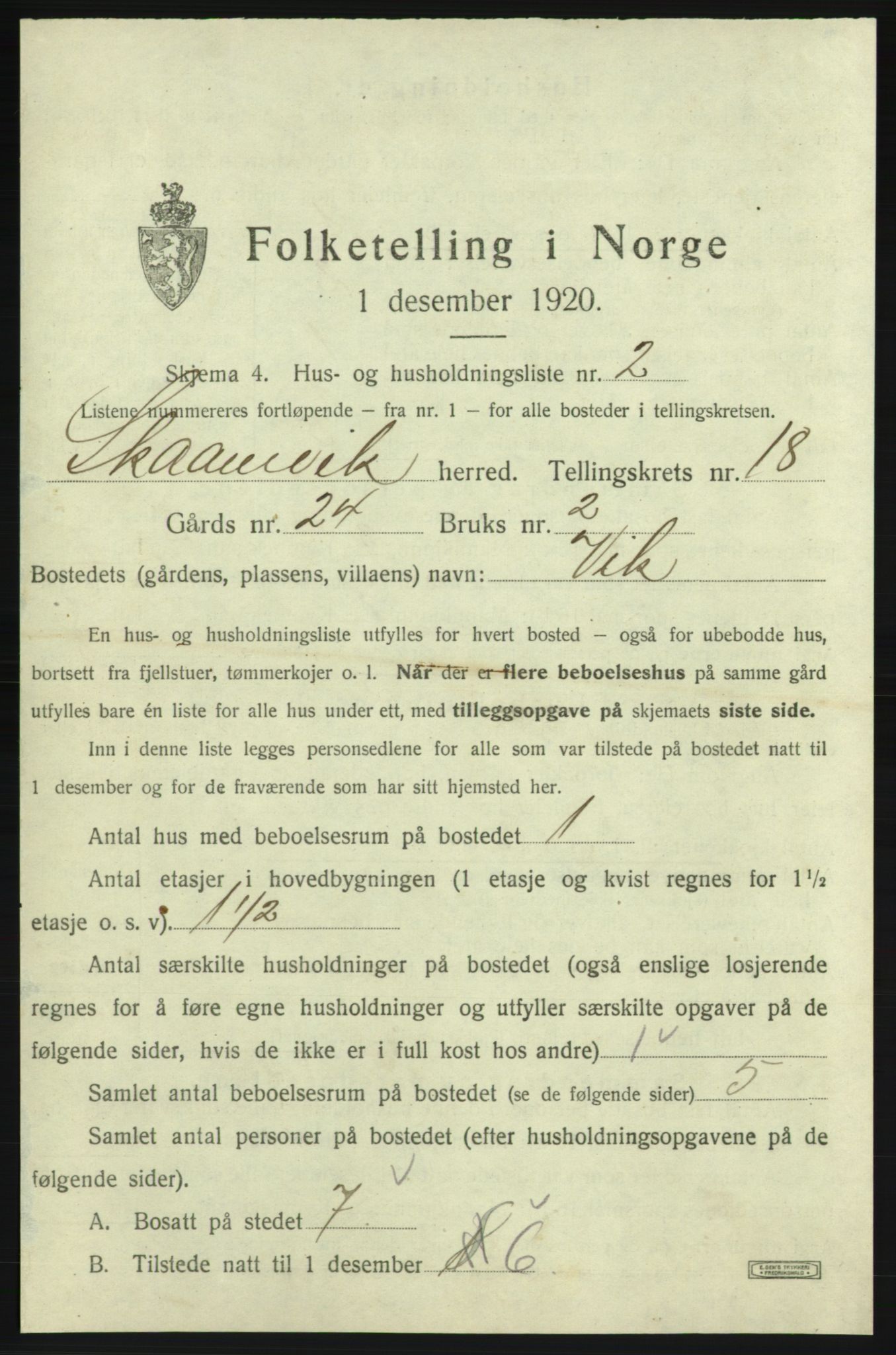 SAB, Folketelling 1920 for 1212 Skånevik herred, 1920, s. 1775