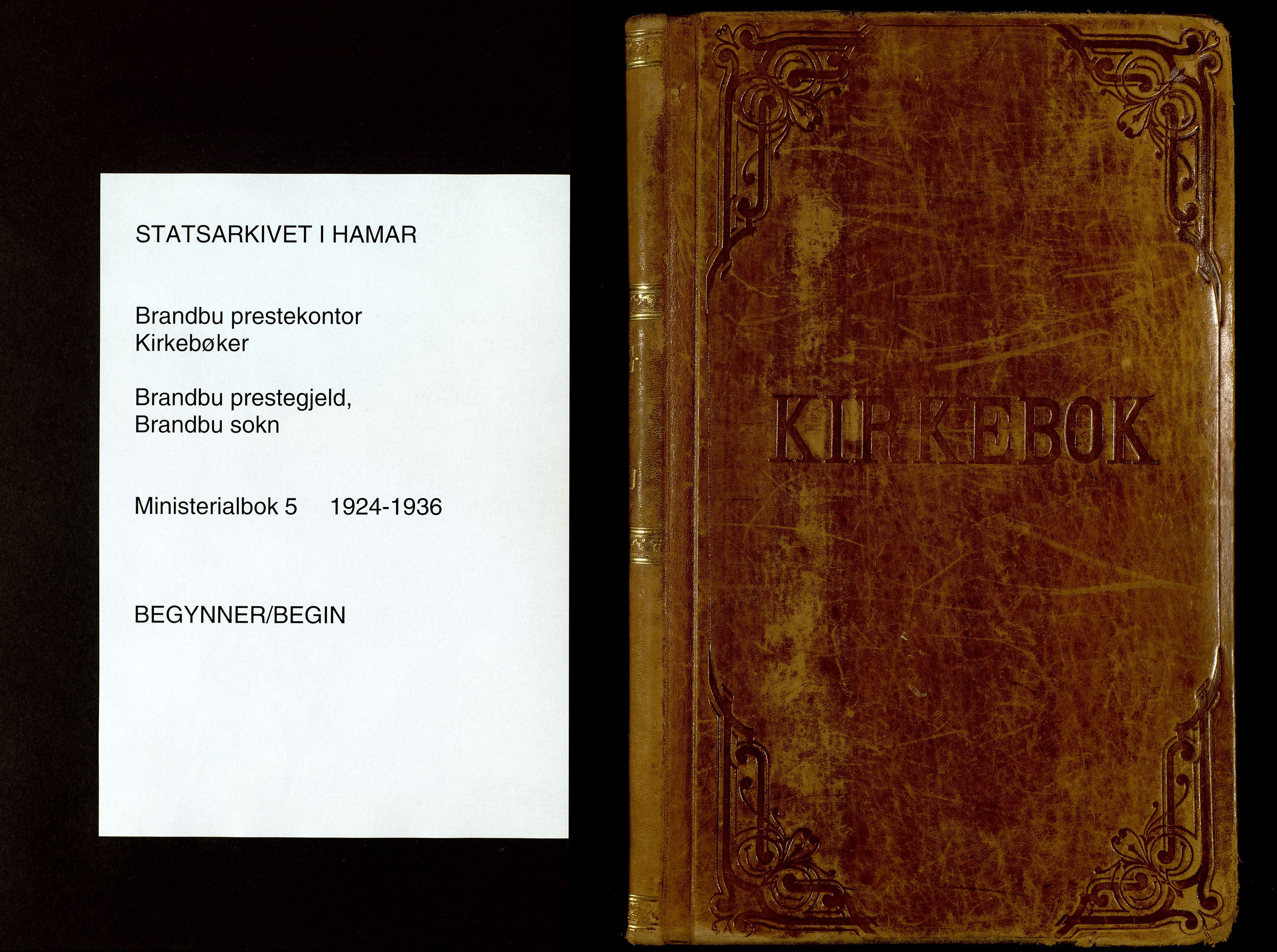 Brandbu prestekontor, SAH/PREST-114/H/Ha/Haa/L0005: Ministerialbok nr. 5, 1924-1936