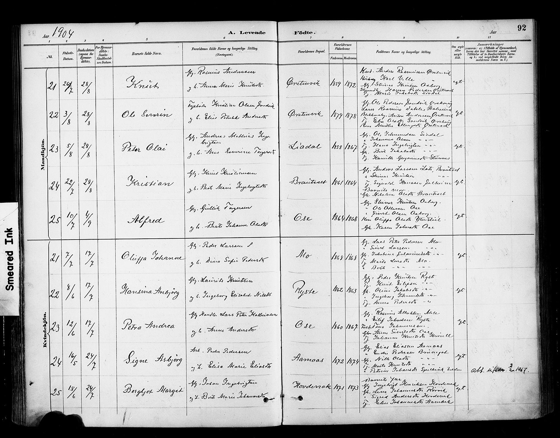 Ministerialprotokoller, klokkerbøker og fødselsregistre - Møre og Romsdal, AV/SAT-A-1454/513/L0177: Ministerialbok nr. 513A04, 1890-1906, s. 92