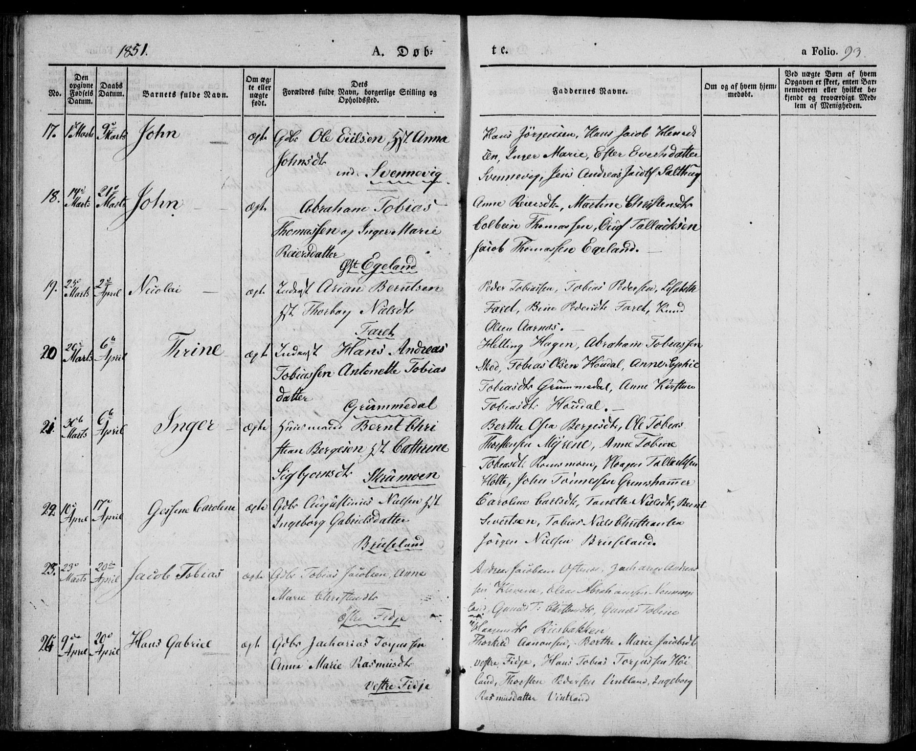 Lyngdal sokneprestkontor, AV/SAK-1111-0029/F/Fa/Fac/L0008: Ministerialbok nr. A 8, 1837-1852, s. 93