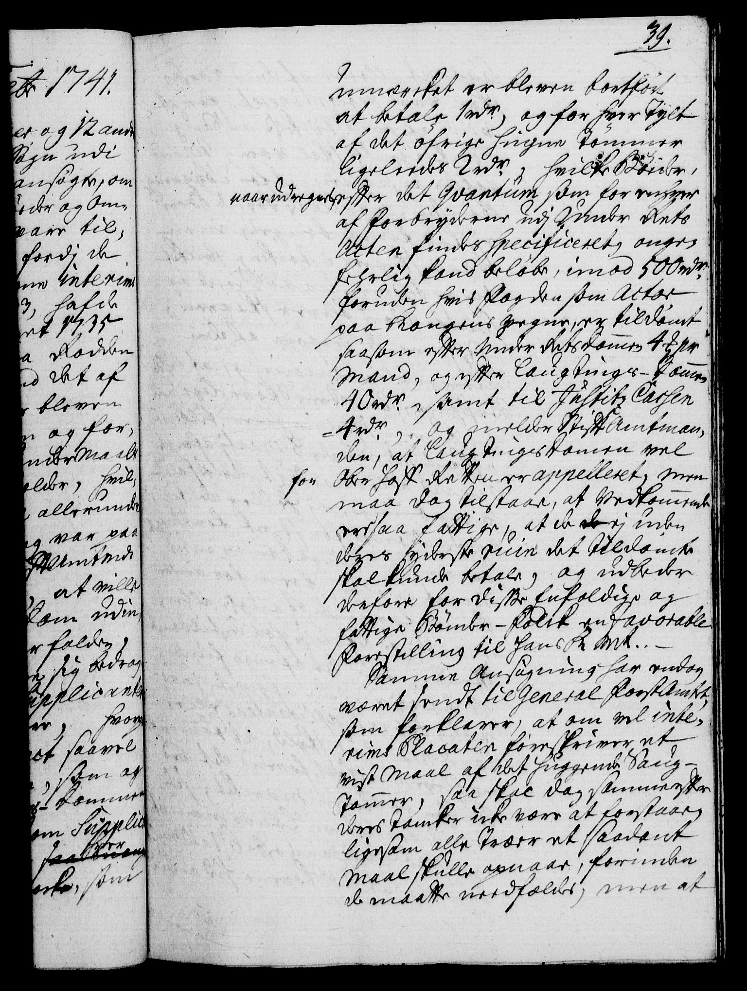 Rentekammeret, Kammerkanselliet, RA/EA-3111/G/Gh/Gha/L0023: Norsk ekstraktmemorialprotokoll (merket RK 53.68), 1741-1742, s. 39