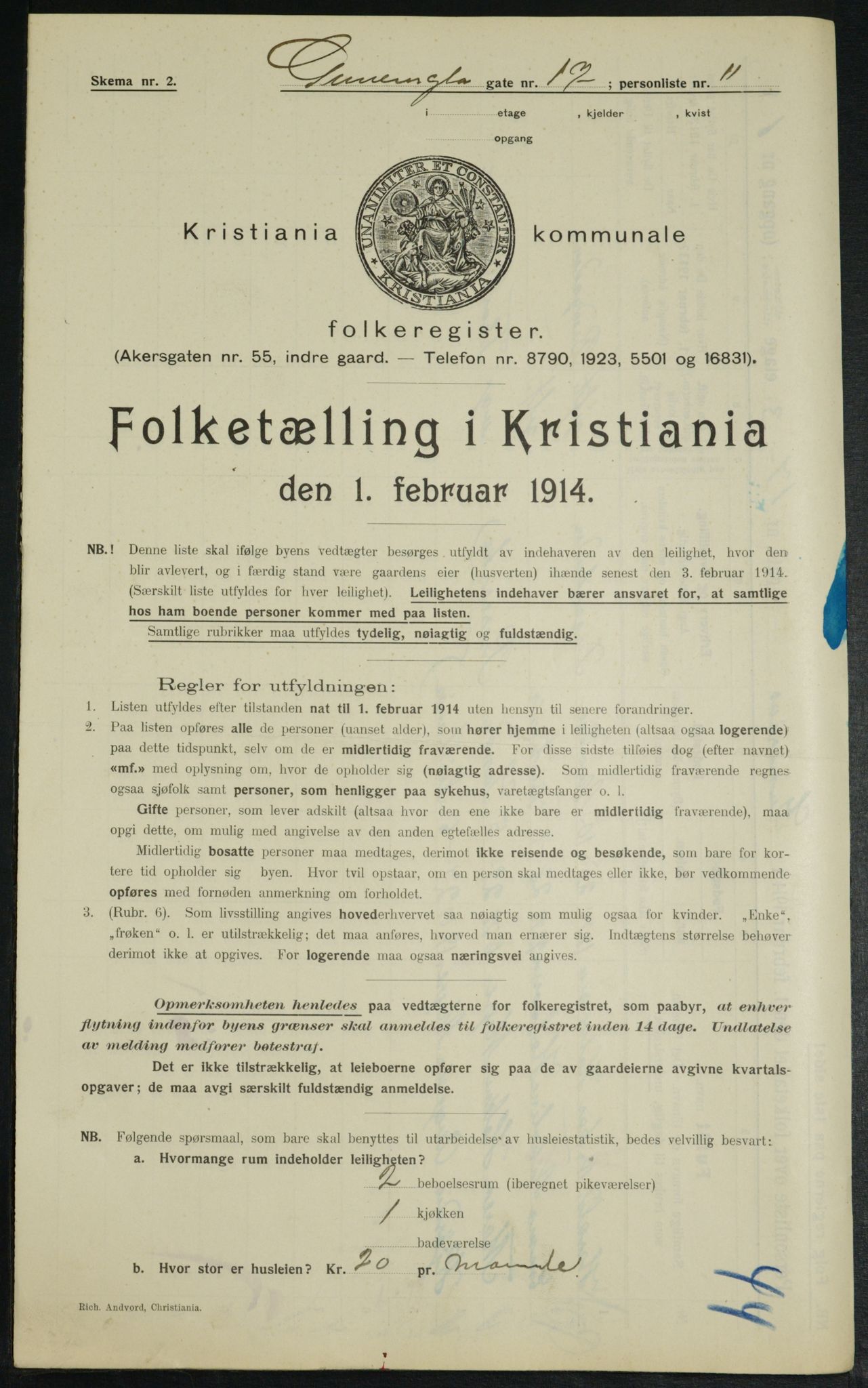 OBA, Kommunal folketelling 1.2.1914 for Kristiania, 1914, s. 5327