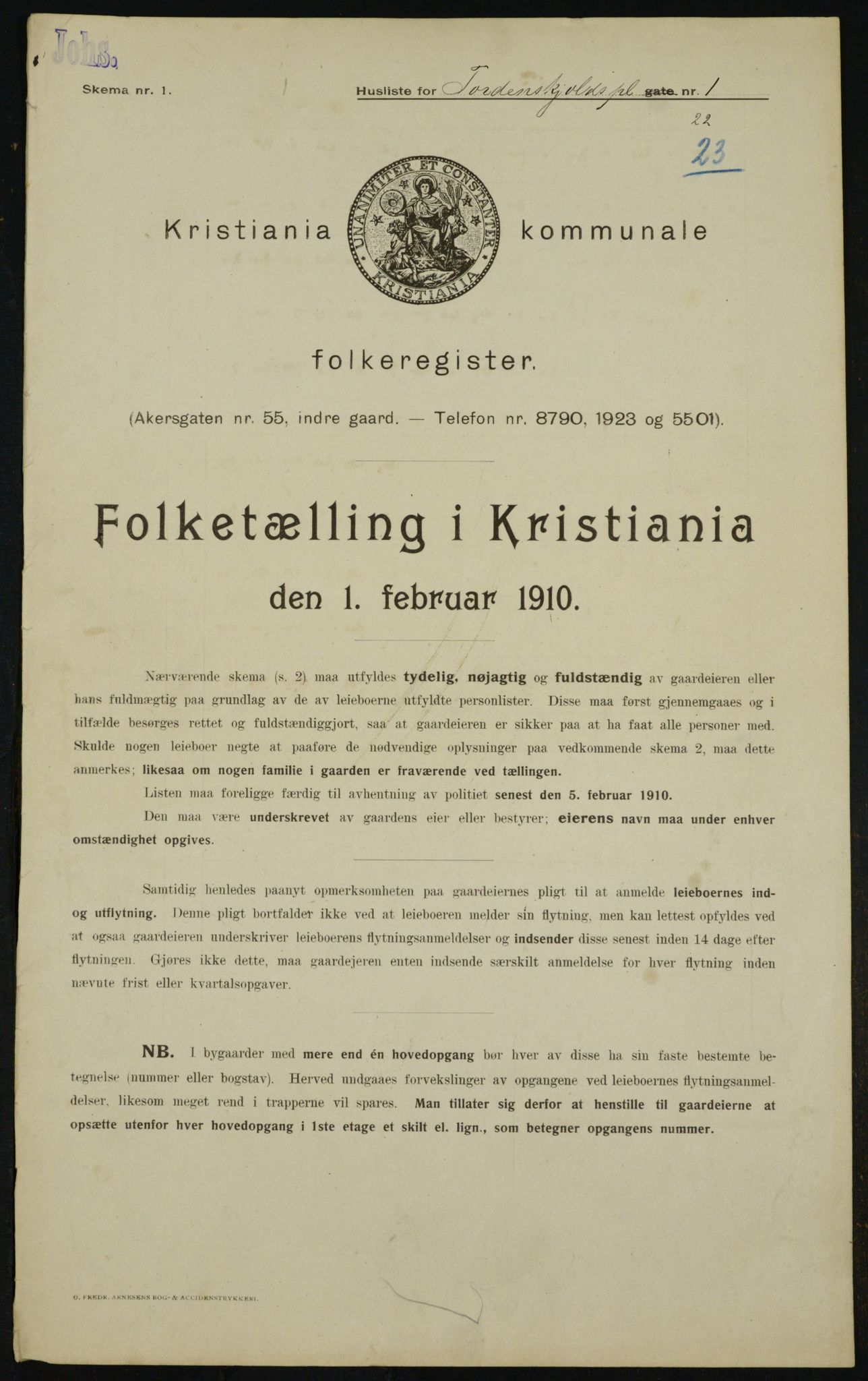 OBA, Kommunal folketelling 1.2.1910 for Kristiania, 1910, s. 108008