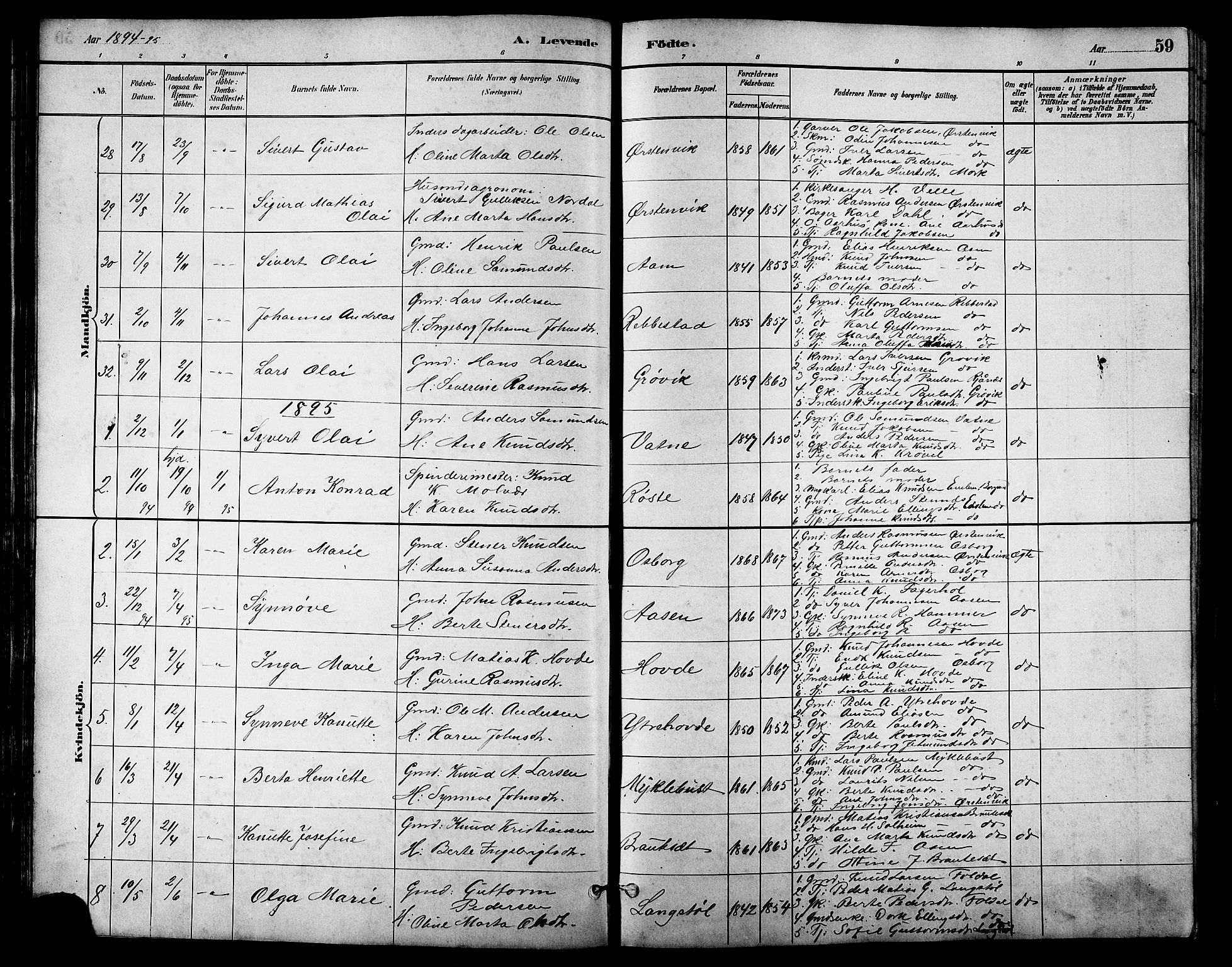 Ministerialprotokoller, klokkerbøker og fødselsregistre - Møre og Romsdal, AV/SAT-A-1454/513/L0189: Klokkerbok nr. 513C03, 1883-1904, s. 59