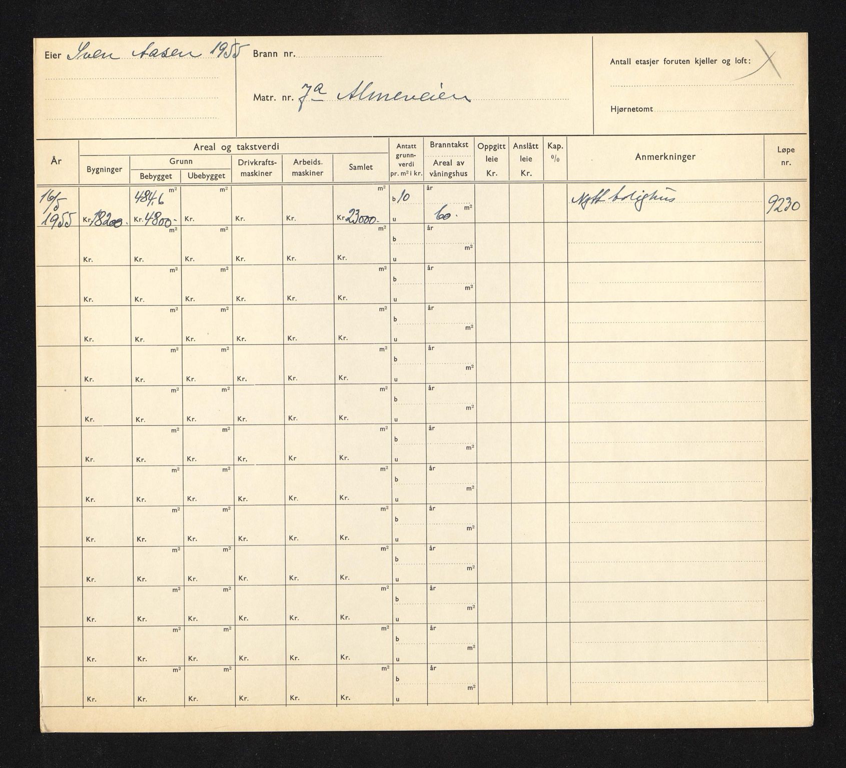 Stavanger kommune. Skattetakstvesenet, BYST/A-0440/F/Fa/Faa/L0001/0006: Skattetakstkort / Almeveien 7 - Alsteinsgata 14