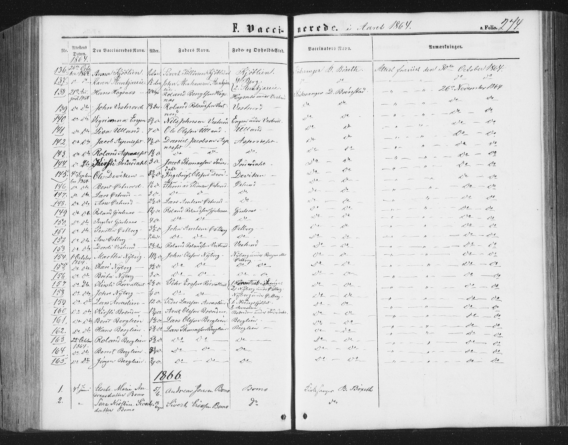 Ministerialprotokoller, klokkerbøker og fødselsregistre - Nord-Trøndelag, SAT/A-1458/749/L0472: Ministerialbok nr. 749A06, 1857-1873, s. 274