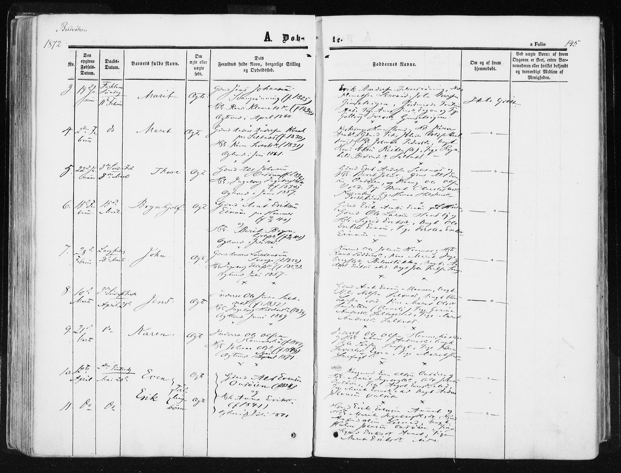 Ministerialprotokoller, klokkerbøker og fødselsregistre - Sør-Trøndelag, SAT/A-1456/612/L0377: Ministerialbok nr. 612A09, 1859-1877, s. 145