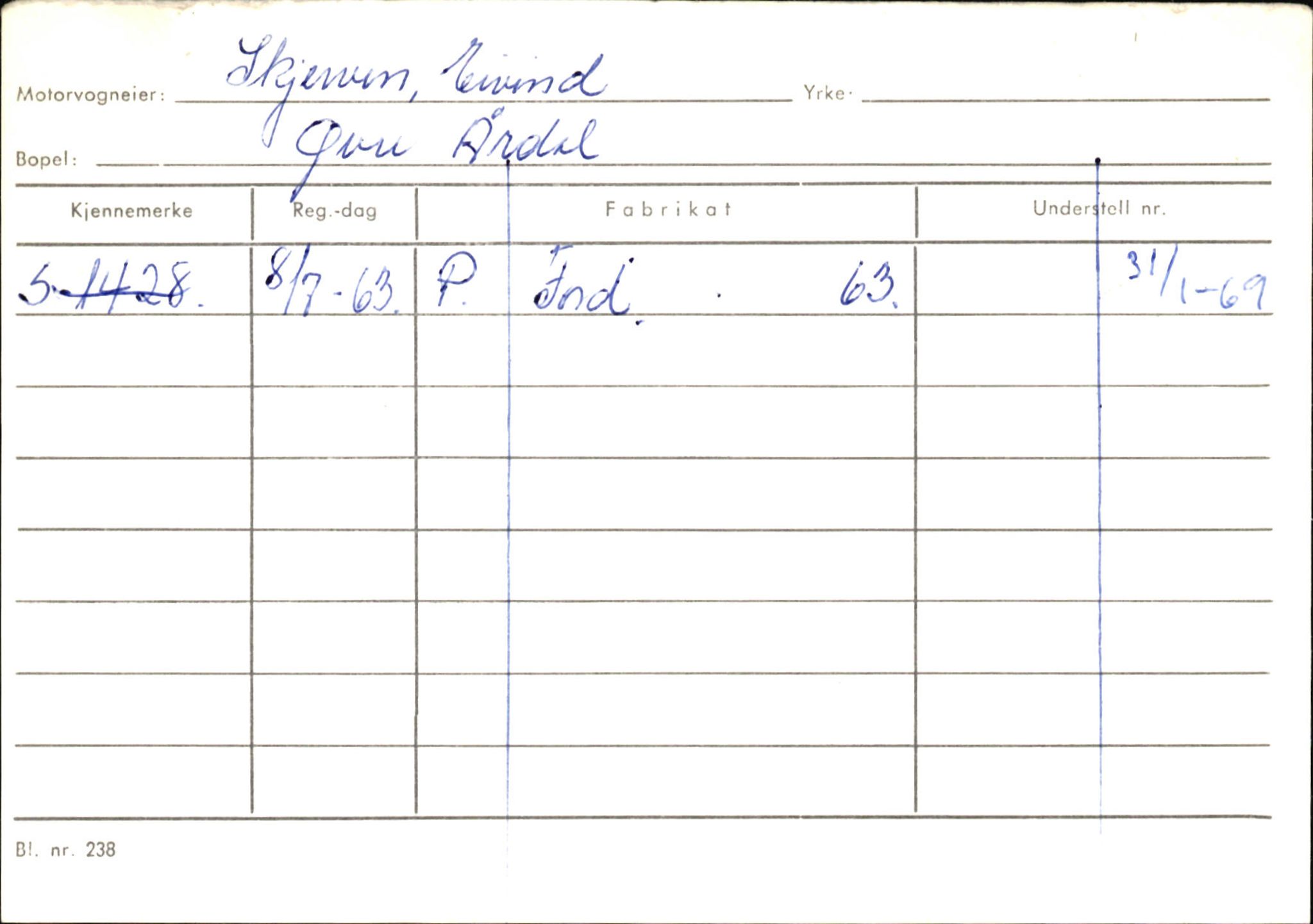 Statens vegvesen, Sogn og Fjordane vegkontor, AV/SAB-A-5301/4/F/L0146: Registerkort Årdal R-Å samt diverse kort, 1945-1975, s. 362