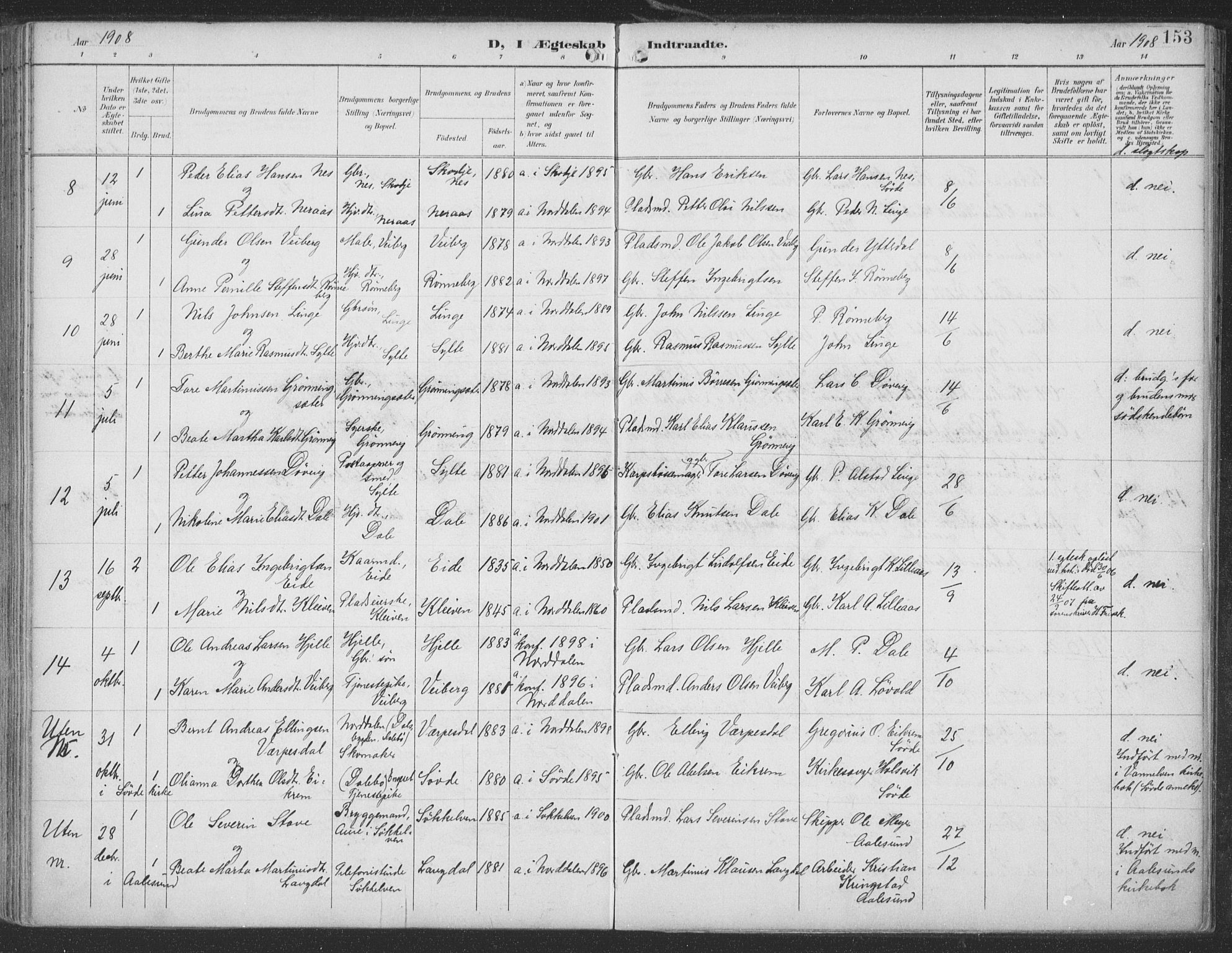 Ministerialprotokoller, klokkerbøker og fødselsregistre - Møre og Romsdal, SAT/A-1454/519/L0256: Ministerialbok nr. 519A15, 1895-1912, s. 153